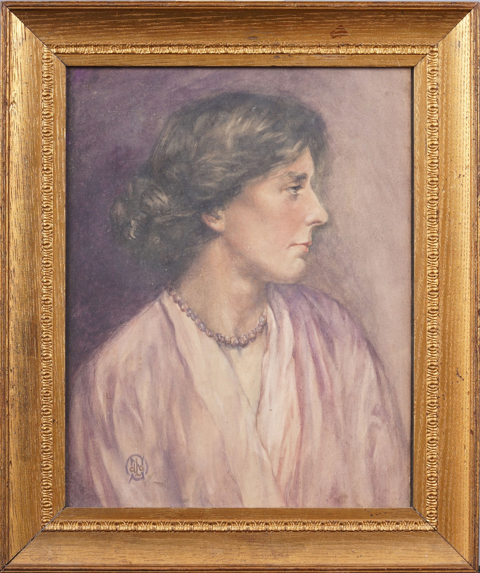 Antique American Impressionist Monogrammed Young Woman Portrait Original Framed Painting (1 of 7)