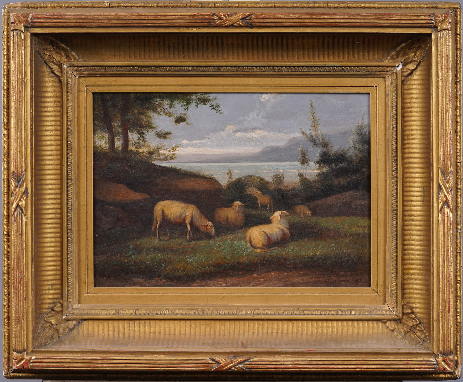 Jef Louis Leemputten (1865 - 1948) Antique Dutch Sheep Grazing 19th C Landscape Oil Painting (1 of 6)
