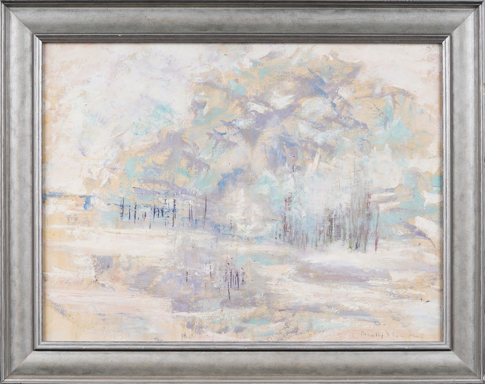 Nicely Framed Silver Framed Modernist Woman Artist Abstract Landscape Signed Painting (1 of 6)