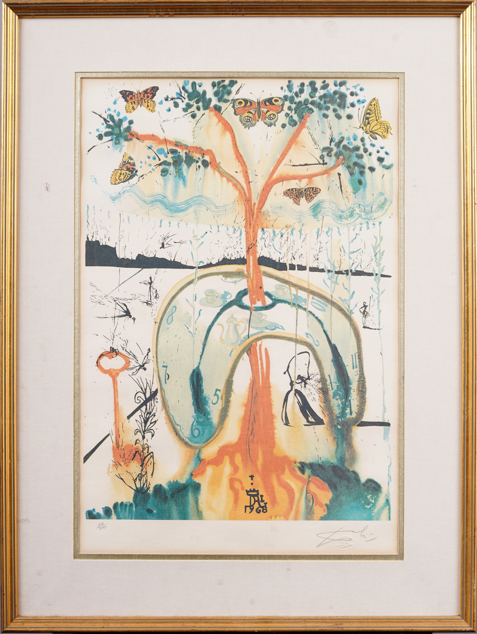 Vintage Signed Salvador Dali (1904 - 1989) Surreal Print for Collector's Guild Alice in Wonderland: Vintage surreal print by Salvador Dali (1904 - 1989). Print on paper. Signed and numbered. Framed. Measuring 29 by 22 overall and 15 by 23 print alone. Please see all images for condition. Size is mea