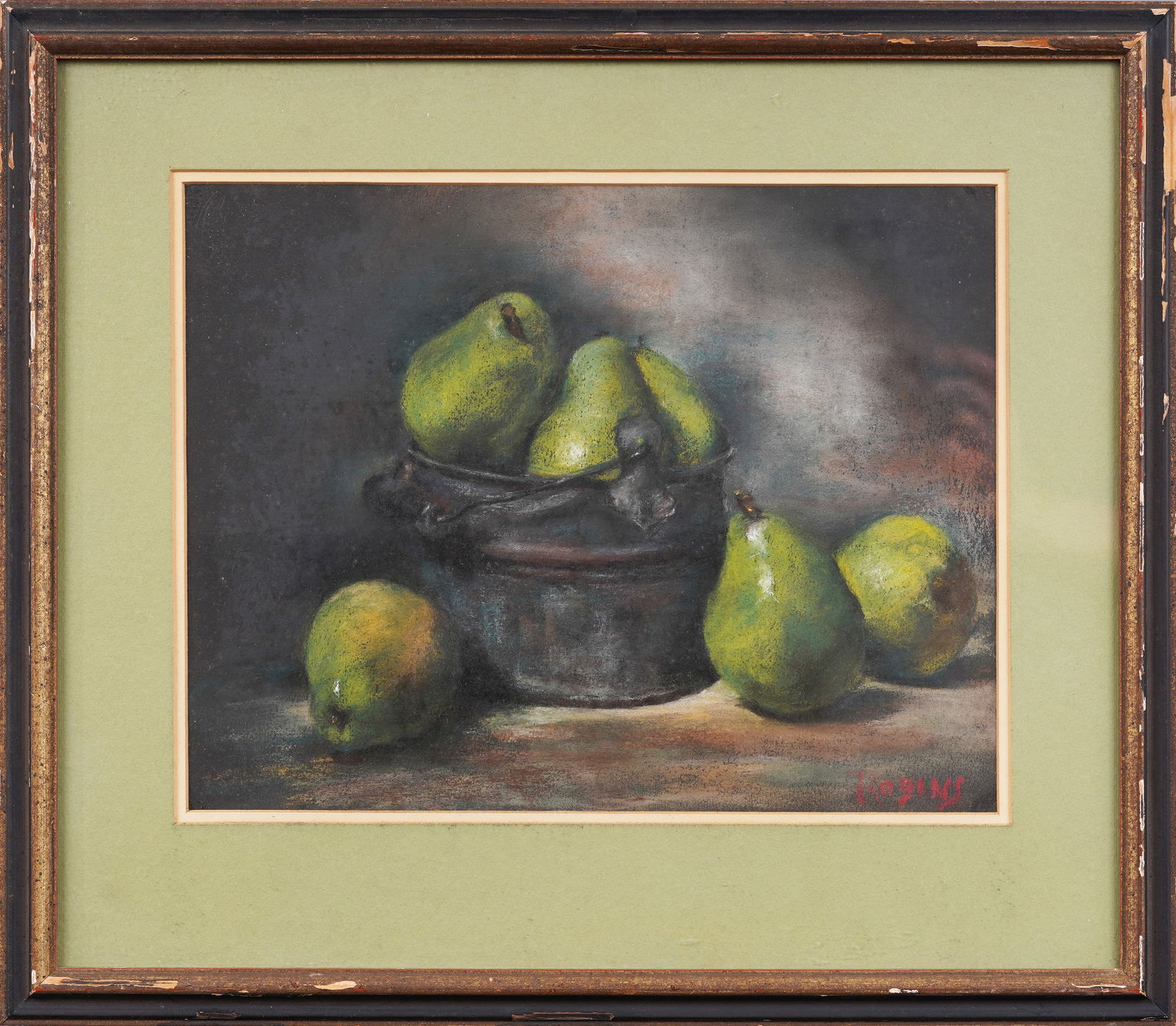 Vintage American School Signed Fruit Still Life Pastel Painting (1 of 5)