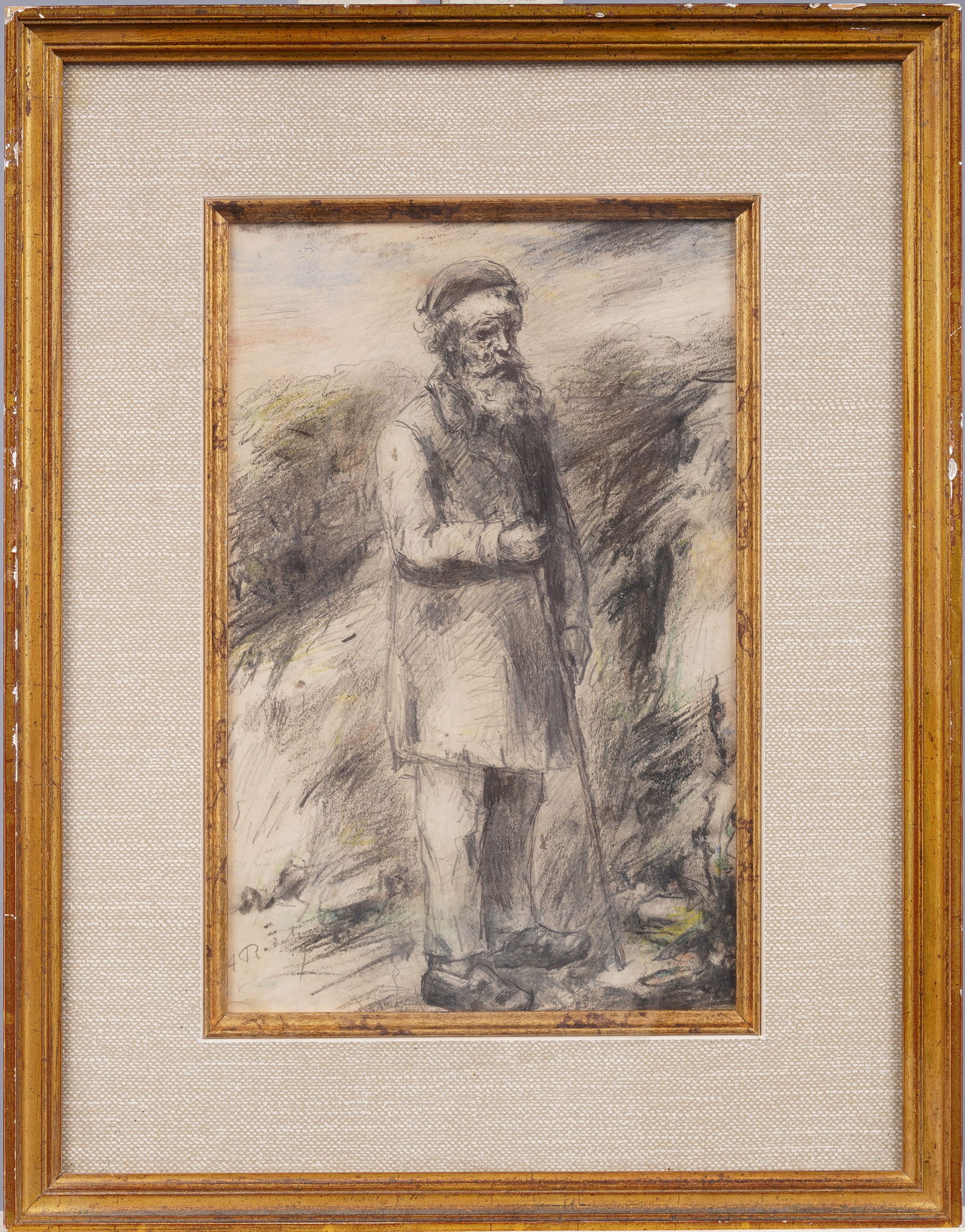 Signed 19th Century French Pen Ink and Pastel Framed Antique Portrait Drawing (1 of 6)