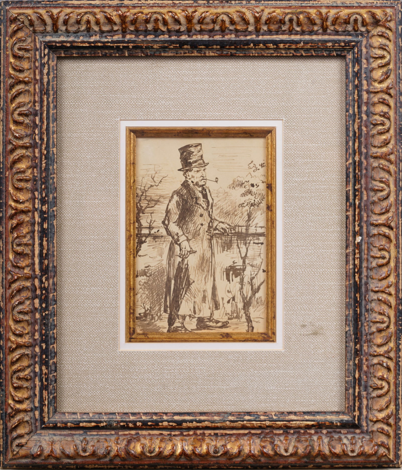 Signed 19th Century French Framed Pen and Ink Portrait Drawing (1 of 4)