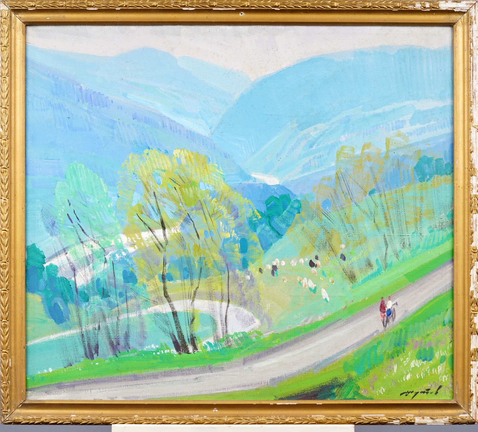 Nicely Painted Large French Impressionist Signed Framed Landscape Oil Painting (1 of 9)