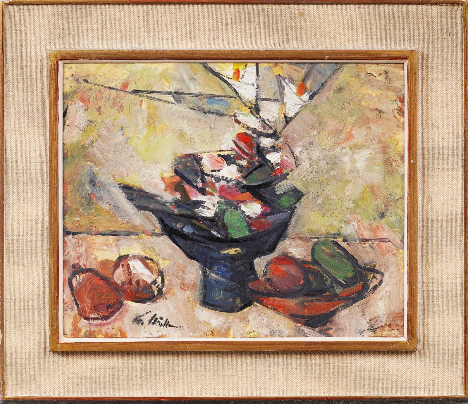 Finely Painted Antique American Cubist Abstract Still Life Signed Vintage Framed Oil Painting (1 of 6)
