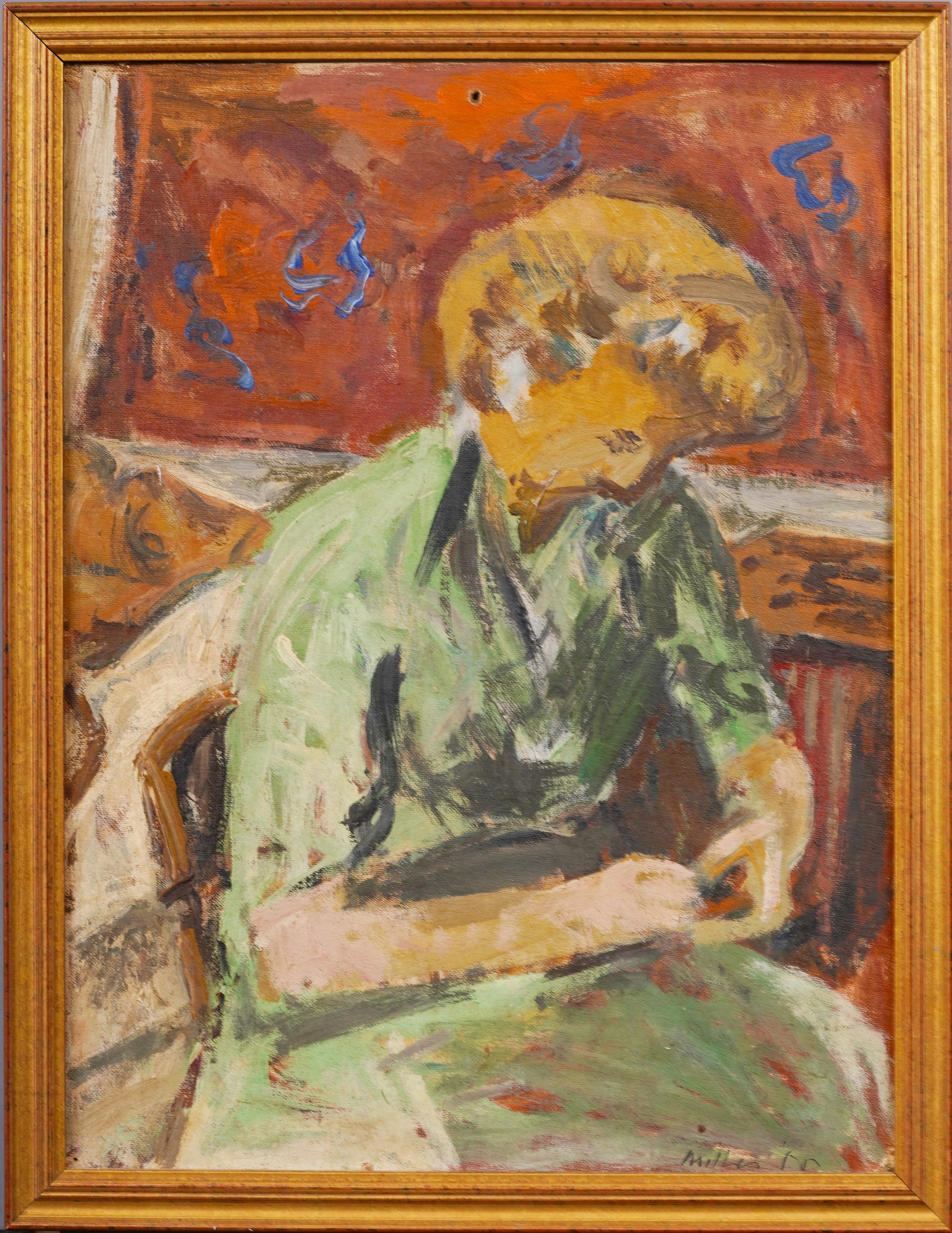 Antique American Woman Portrait Signed "Miller" Sag Harbor Gallery Provenance Original Oil Painting (1 of 7)