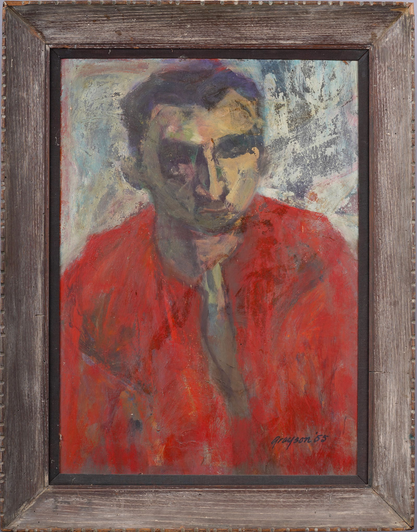 Marvin Grayson Nicely Framed Antique American School Modernist Male Portrait Original Oil Painting (1 of 6)