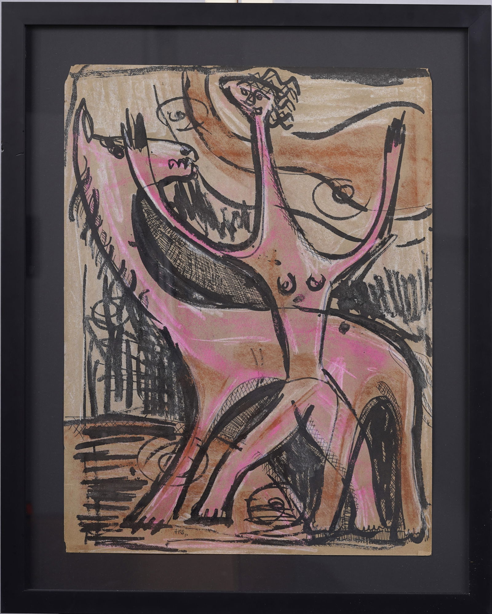 Antique American Modernist Outsider Abstract Framed Signed Dated 1950 Original  Painting (1 of 5)