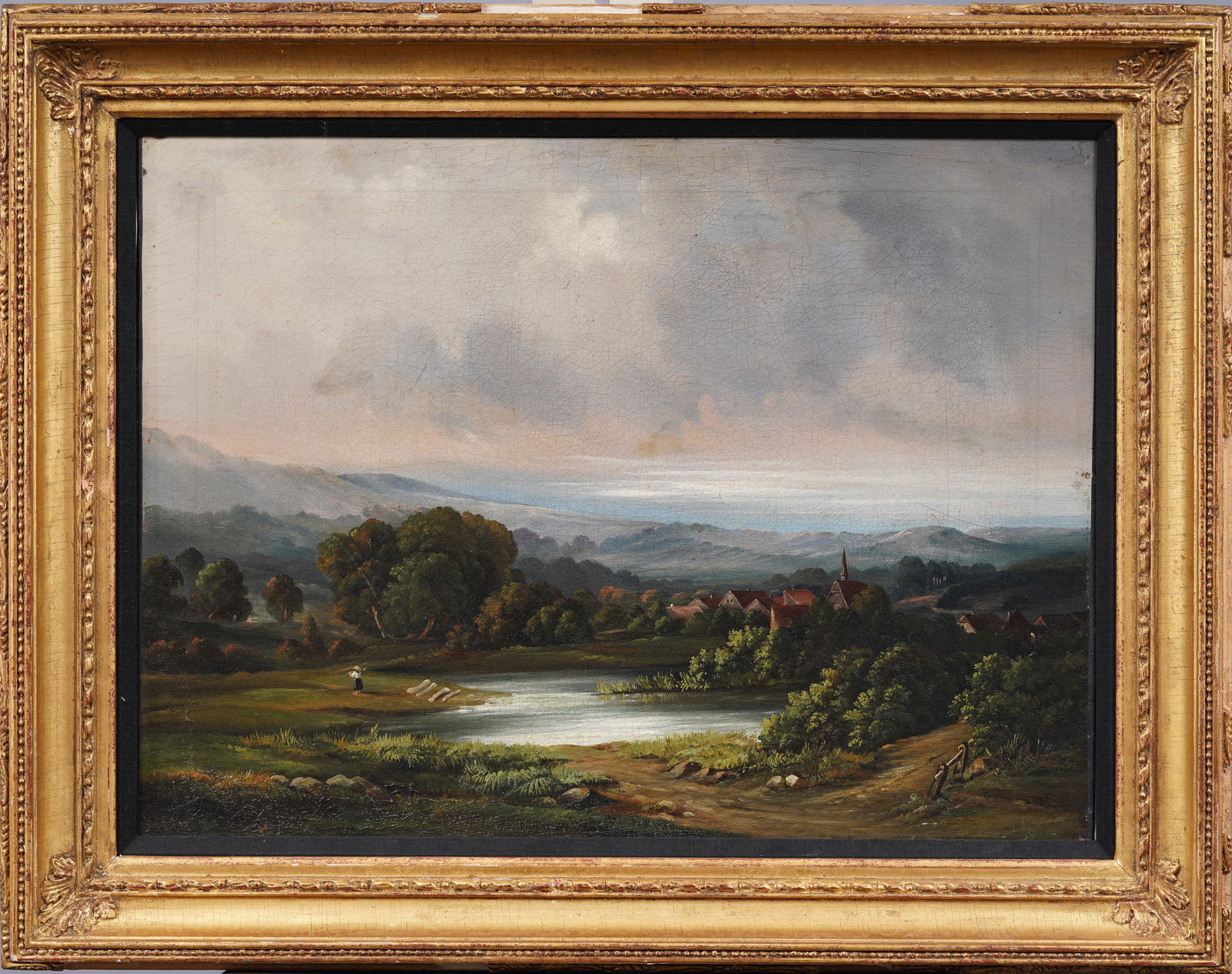 Large Nicely Framed 19th Century English Landscape Oil Painting (1 of 5)