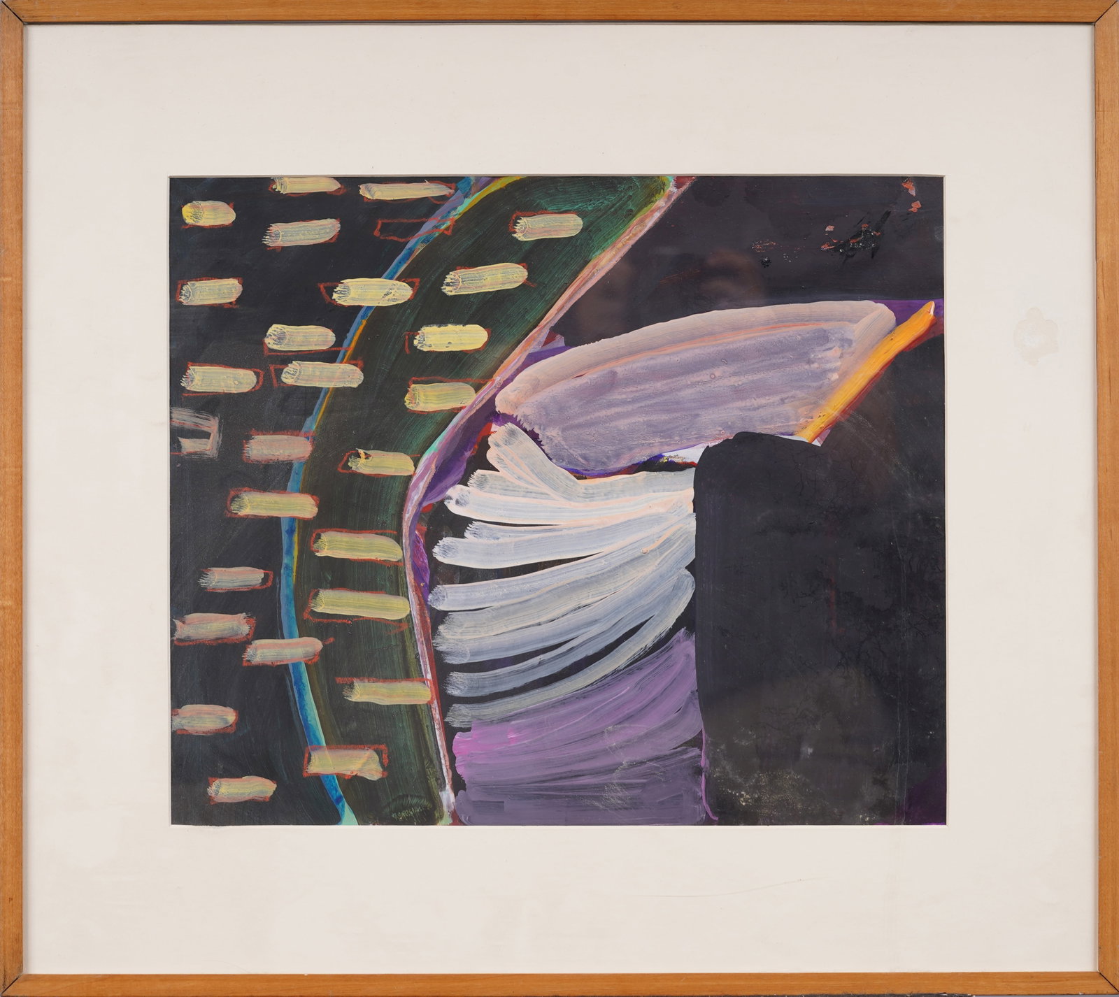 Antique American Abstract Expressionist Framed Modern Art Original Painting: Antique American school abstract painting. Watercolor anf gouache on paper. Framed. Measuring 21 by 23 inches overall and 13.5 by 16 painting alone. Please see all images for condition. Size is measur