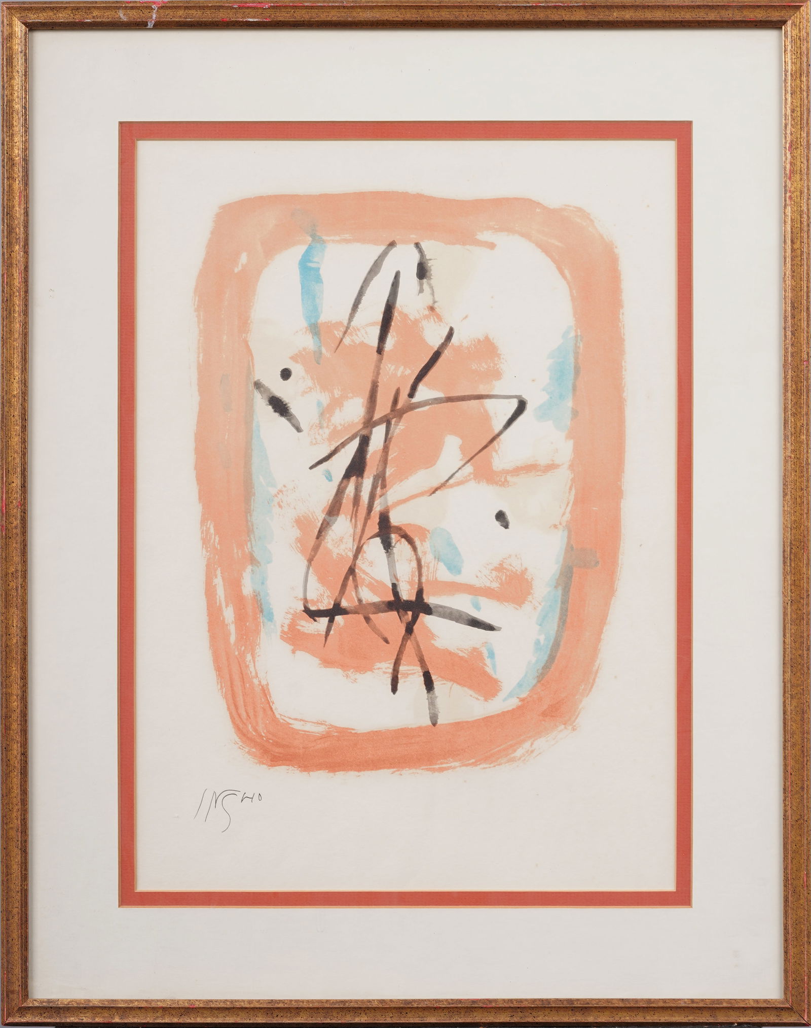 Insho Domoto (1891 - 1975) Antique Japanese Abstract Minimalist Original Framed Painting (1 of 5)