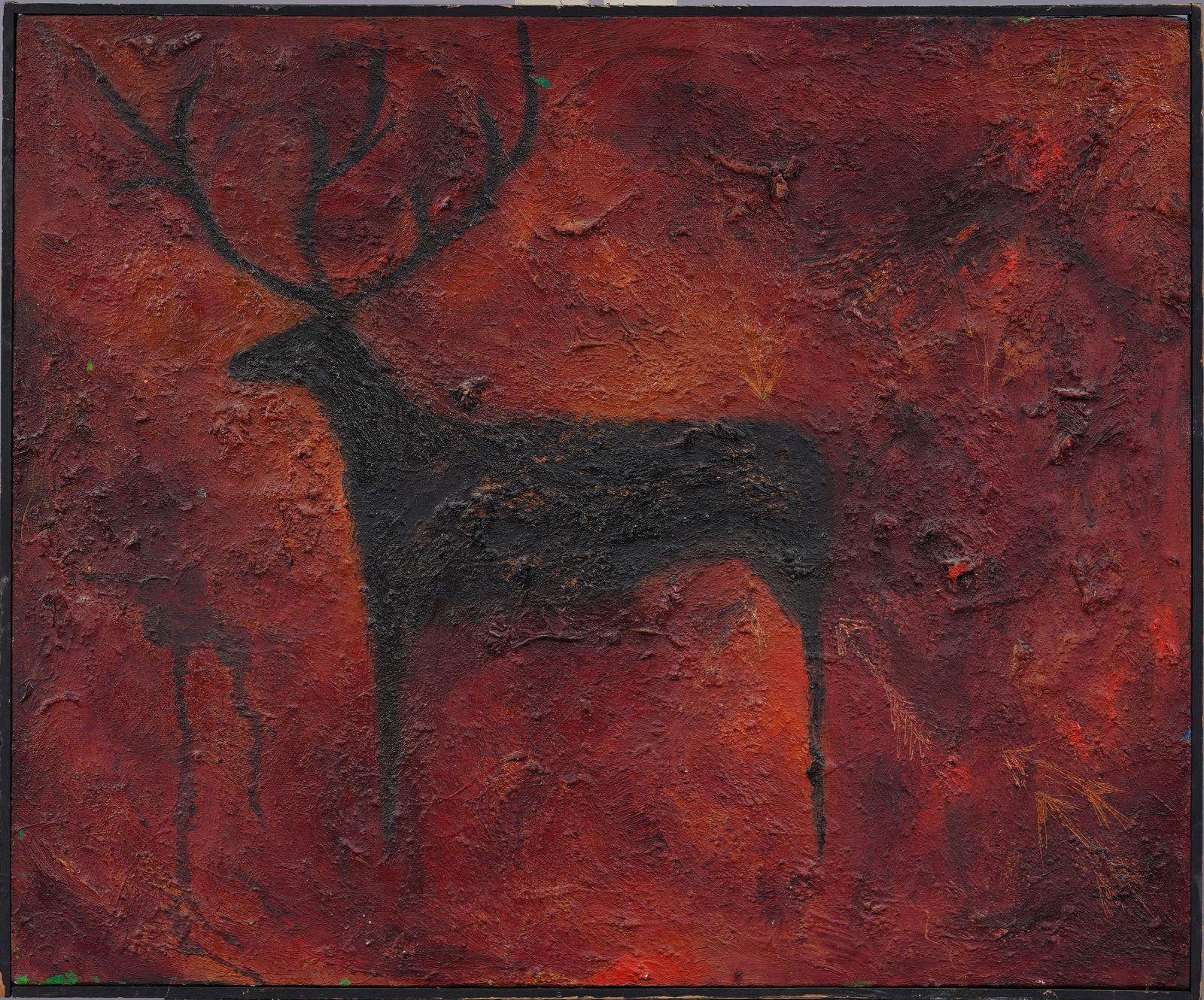 Vintage American or Canadian School Reindeer Modernist Abstract Animal Portrait Oil Painting (1 of 5)