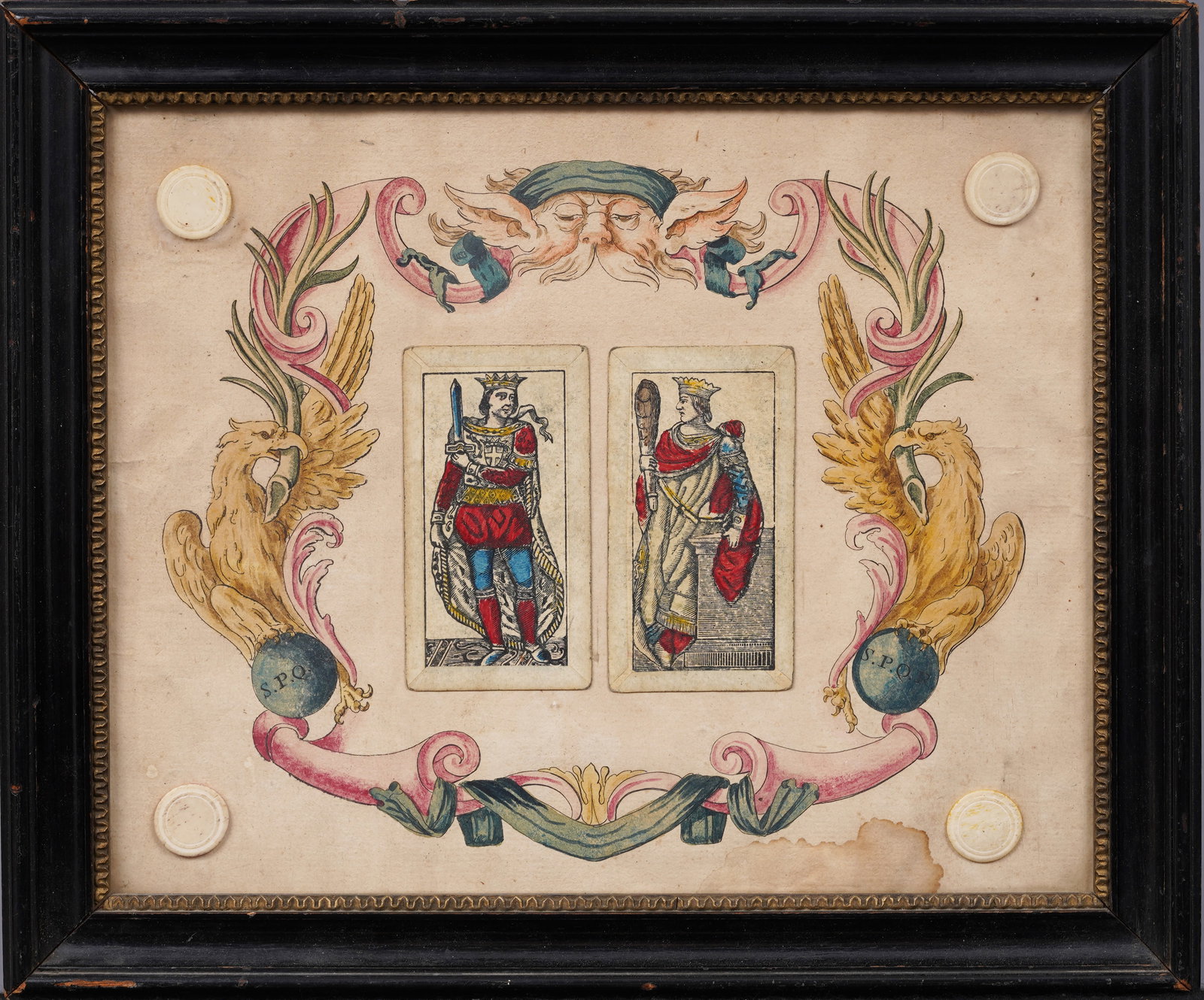 Charles Green Shaw (1892 - 1974)  Playing Cards Royal Poker Game Framed Signed Original Painting (1 of 4)