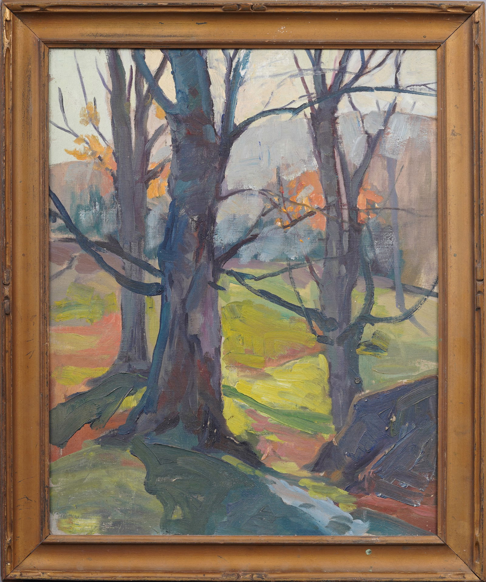 Antique American Impressionist New England Fall Landscape Framed Original Gruppe School Oil Painting (1 of 6)