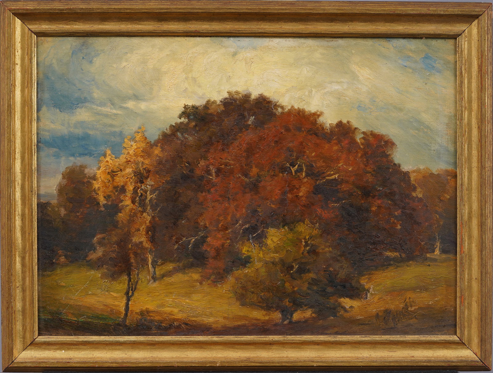 Antique American Impressionist Fall Tonal Framed Landscape Original Oil Painting (1 of 6)