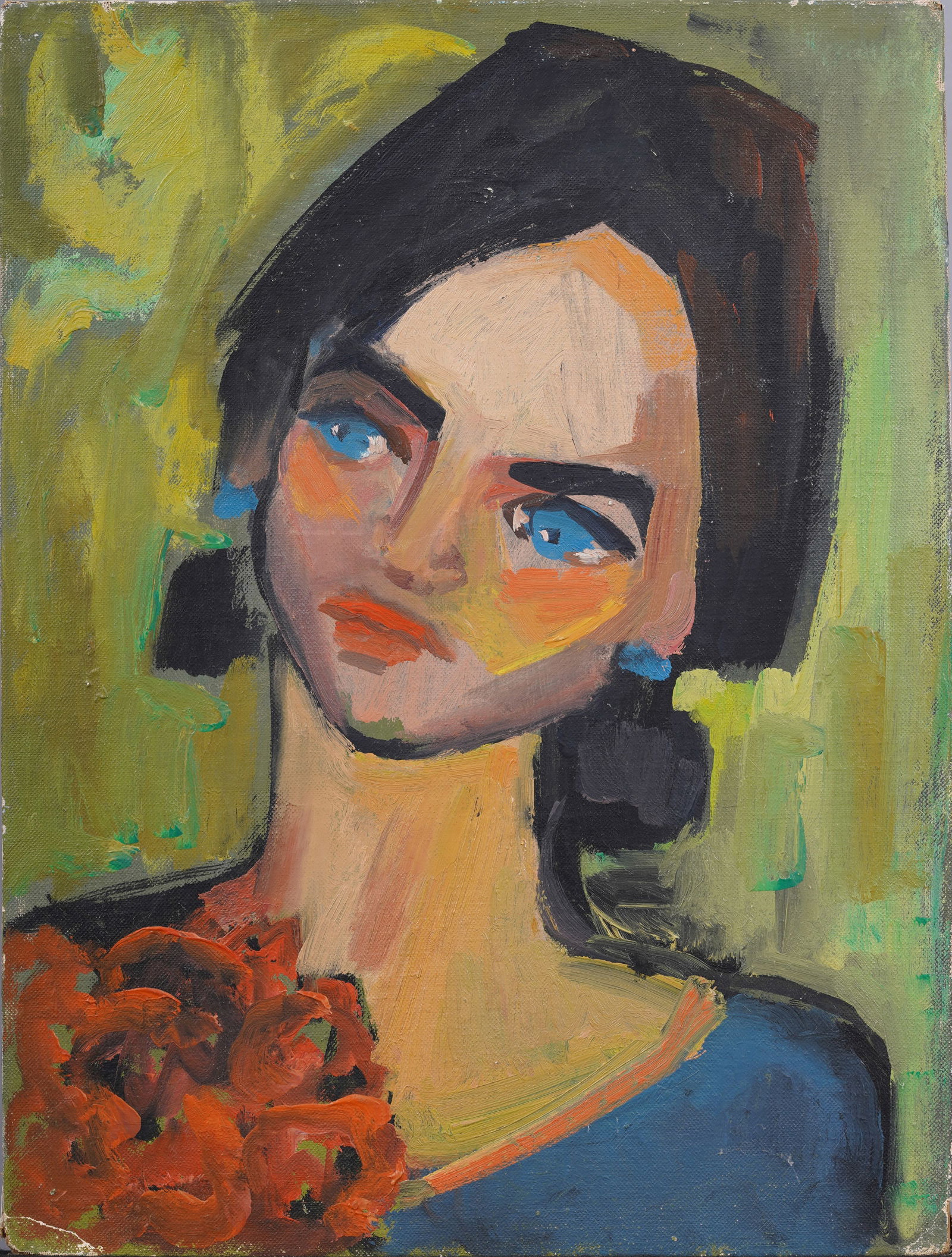 Important Anita Kahn Signed Antique American Modernist Portrait Oil Painting (1 of 5)