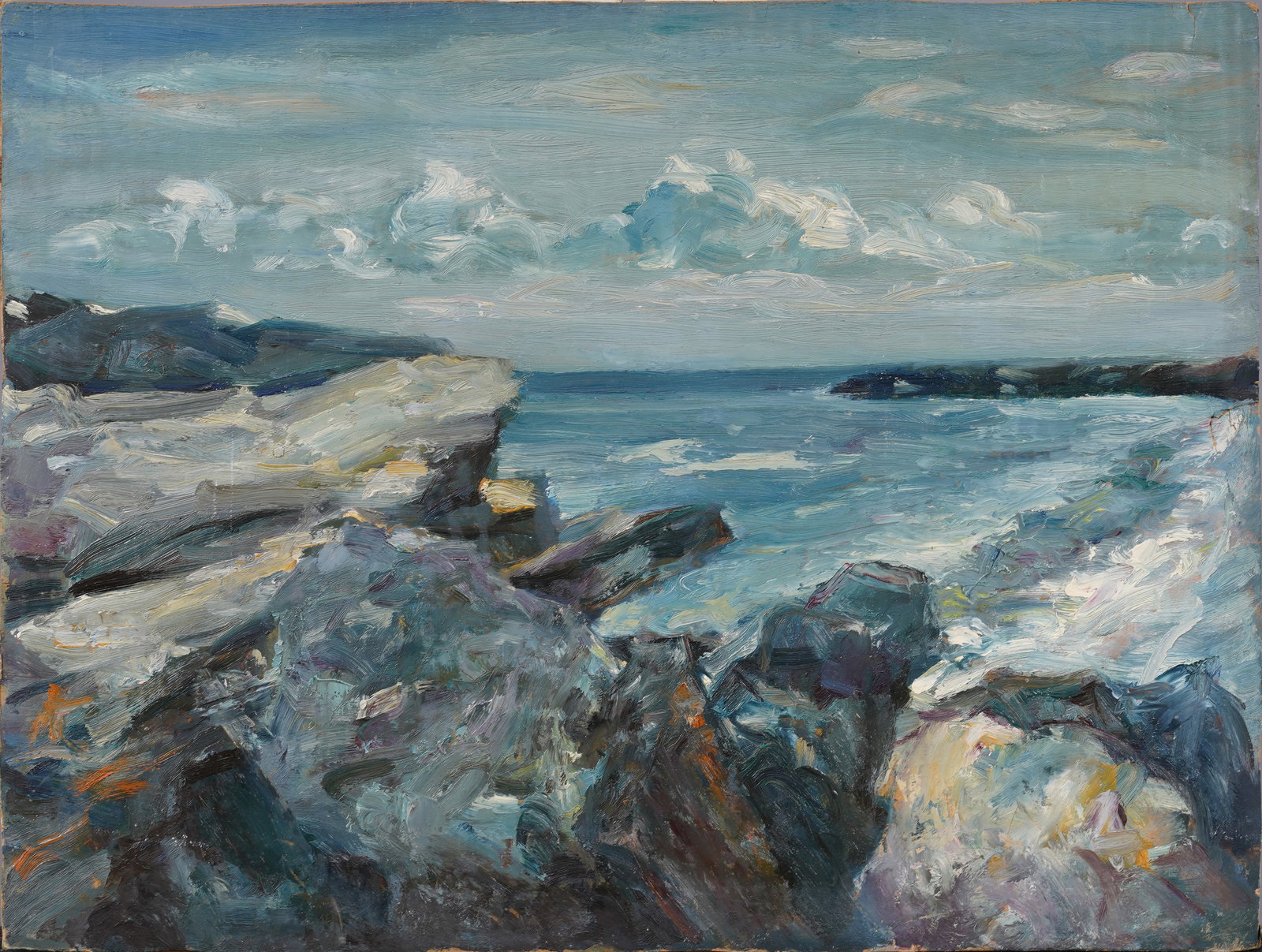 Nathan Hoffman 1900-1979 Antique American Impressionist Coastal Beach Seascape Original Oil Painting (1 of 5)