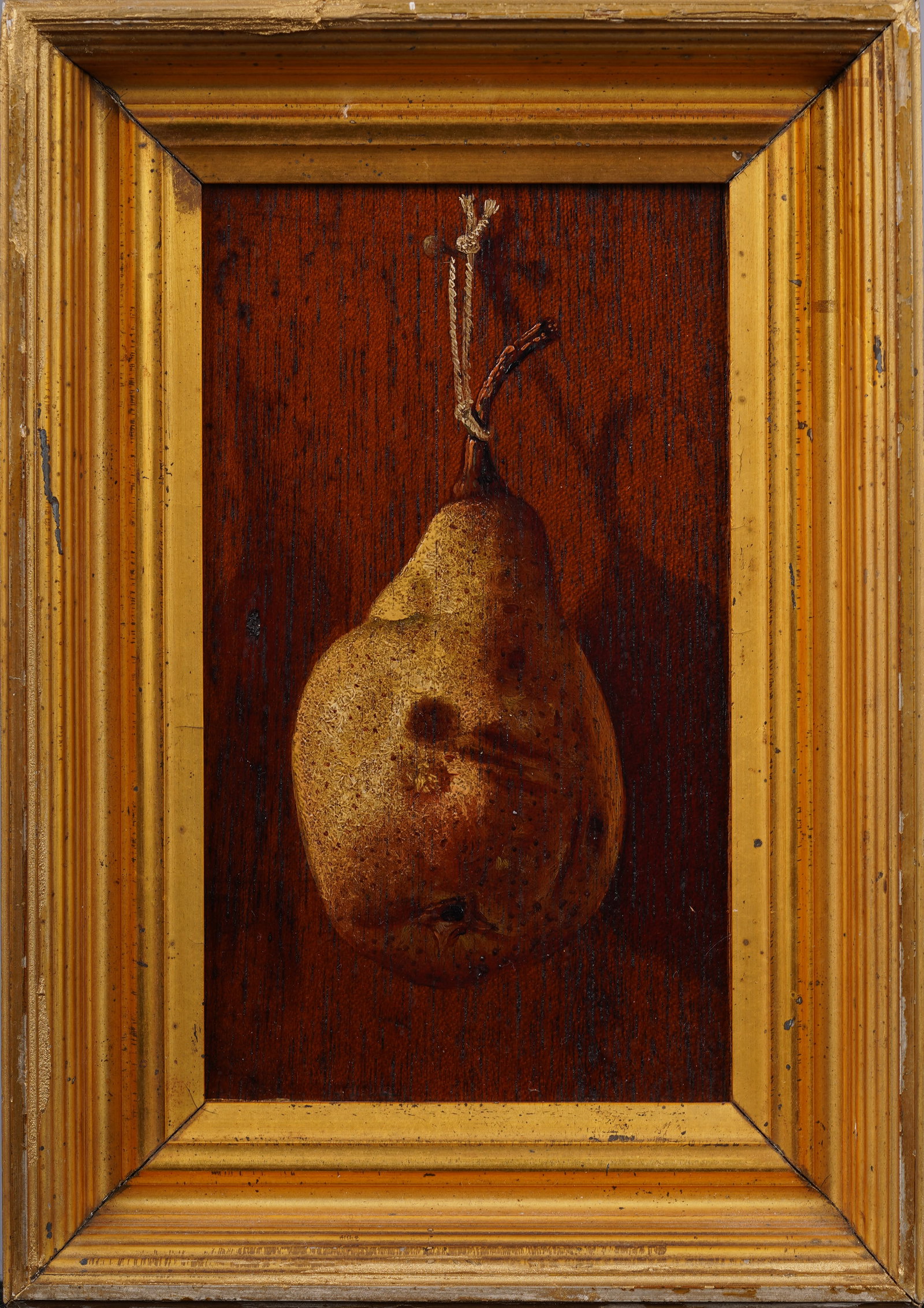 Increible Trompe L'Oeil Super Realist 19th Century Pear Still Life Lemon Gilt Framed Oil Painting (1 of 5)