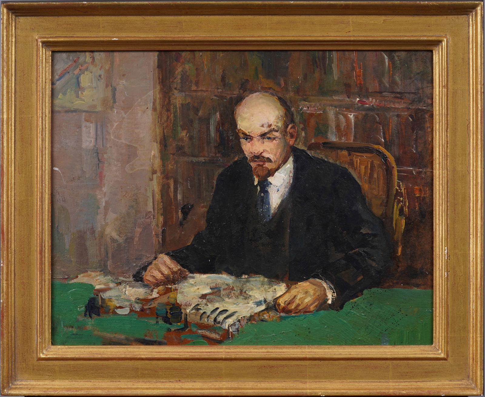 Antique Russian Impressionist Portrait of Vladimir Lenin Framed Original Oil Painting (1 of 7)