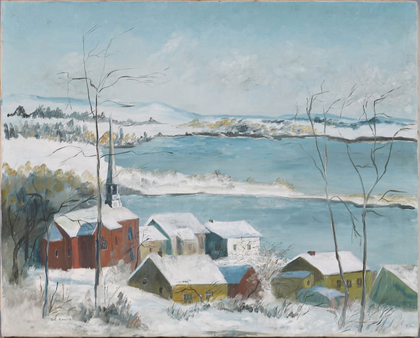 D.C. Evans New Hope Bucks County Impressionist Winter Snow Landscape  Original Oil Painting (1 of 6)