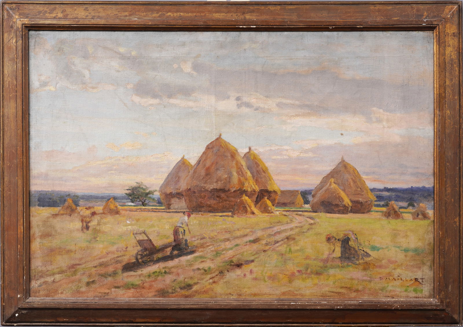 Diogene Ulysse Napoleon Maillart (1840 - 1926) Signed French Impressionist Haystack Oil Painting (1 of 6)