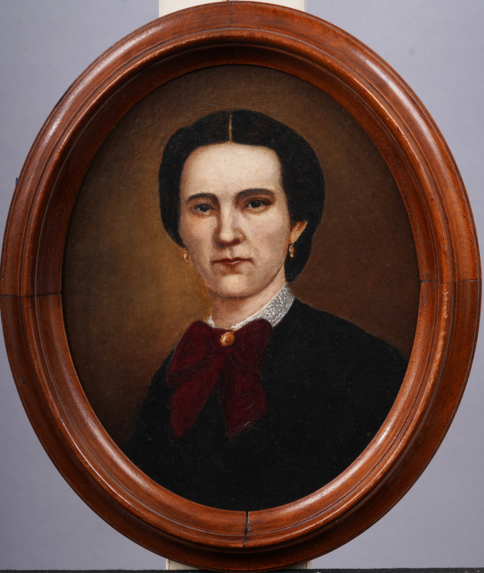 Early Antique American School Framed Young Woman Original Oil Painting (1 of 4)