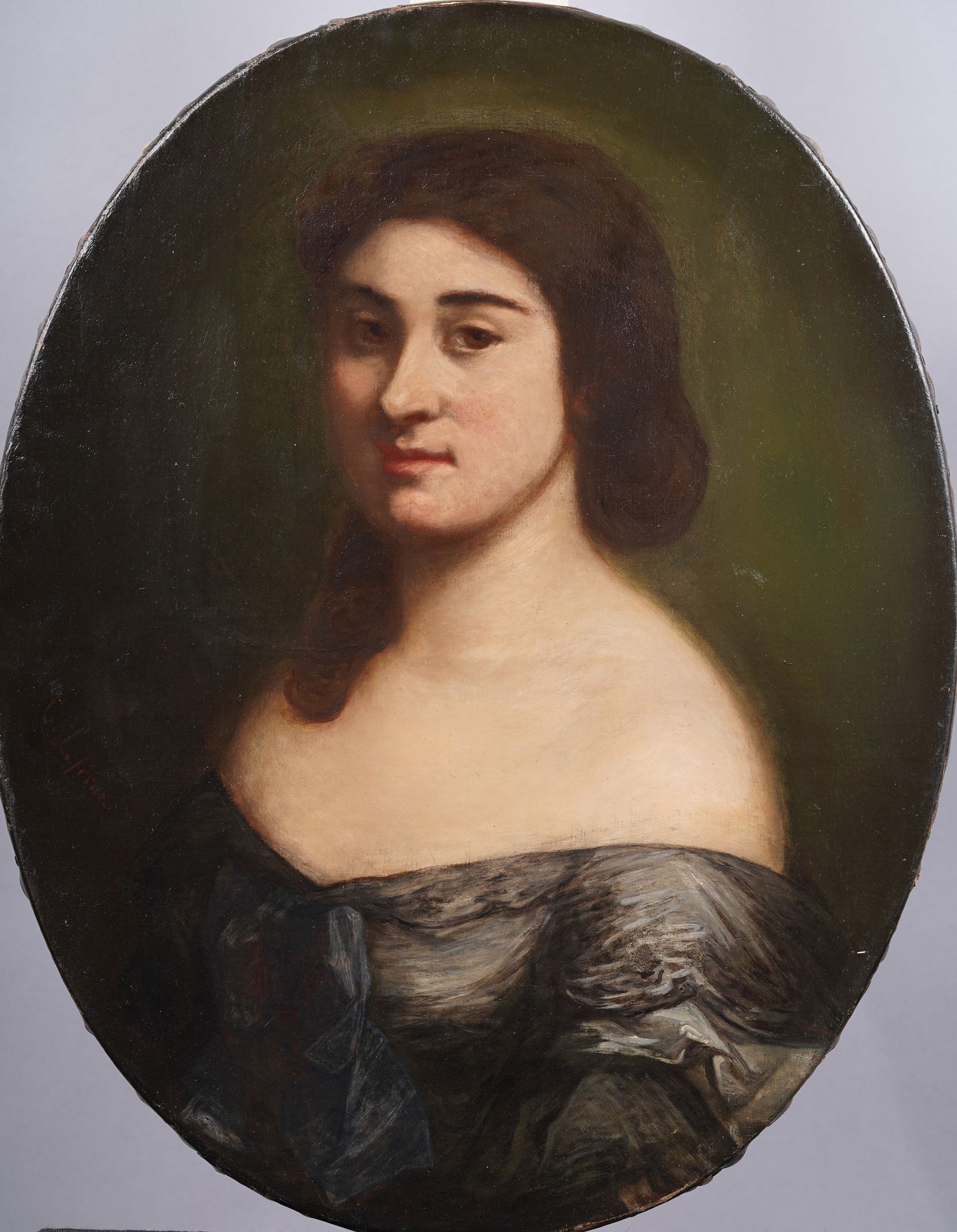 Antique Striking 19th Century Large French Young Woman Portrait Oil Painting (1 of 3)