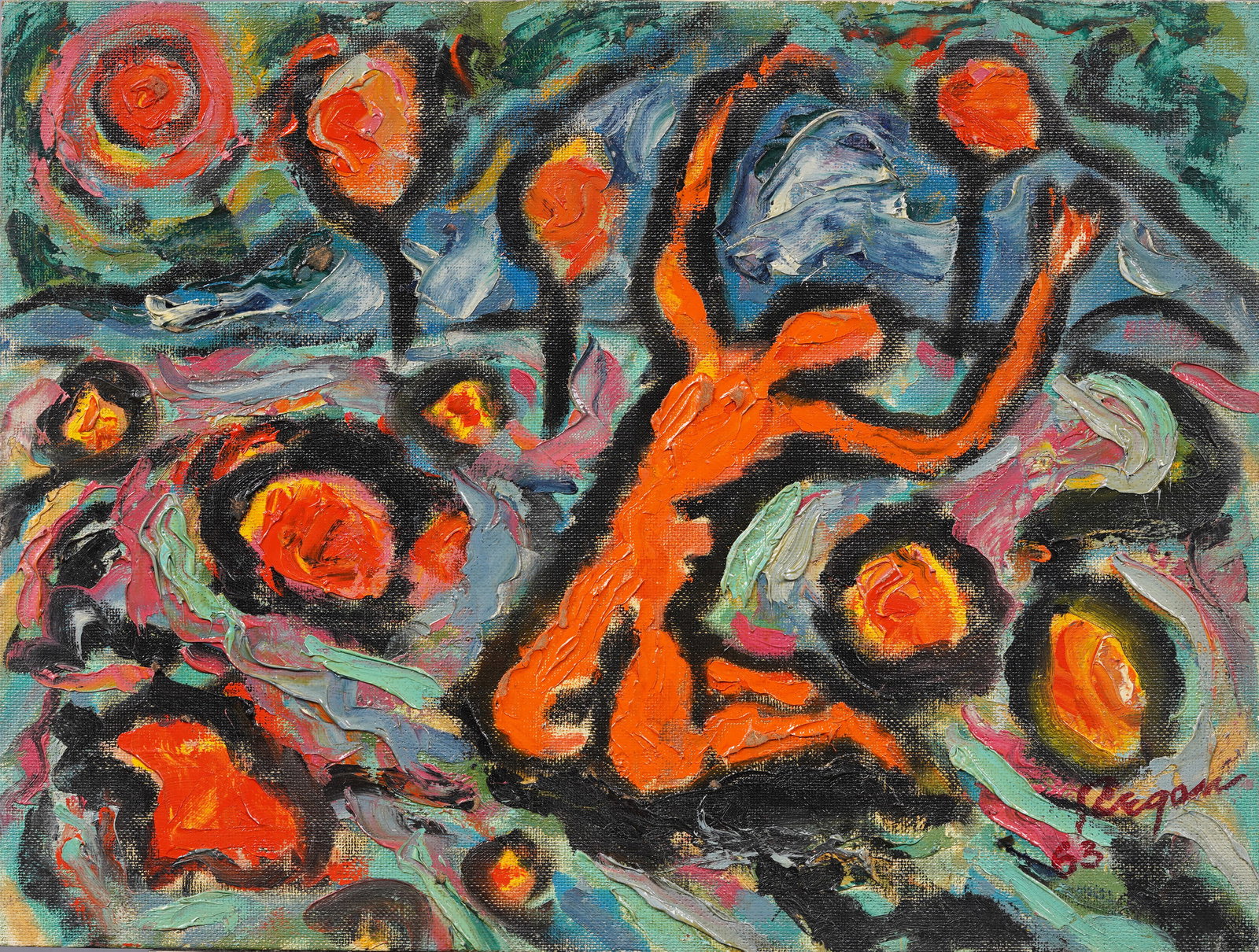 Mid Century Modern Vintage Signed Surreal Outsider Male Nude Portrait Folk Art Oil Painting: Vintage mid century signed American school outsider oil painting. Oil on board. Signed. Measuring 18 by 24 inches. Please see all images for condition. Size is measured and written on the back of the 