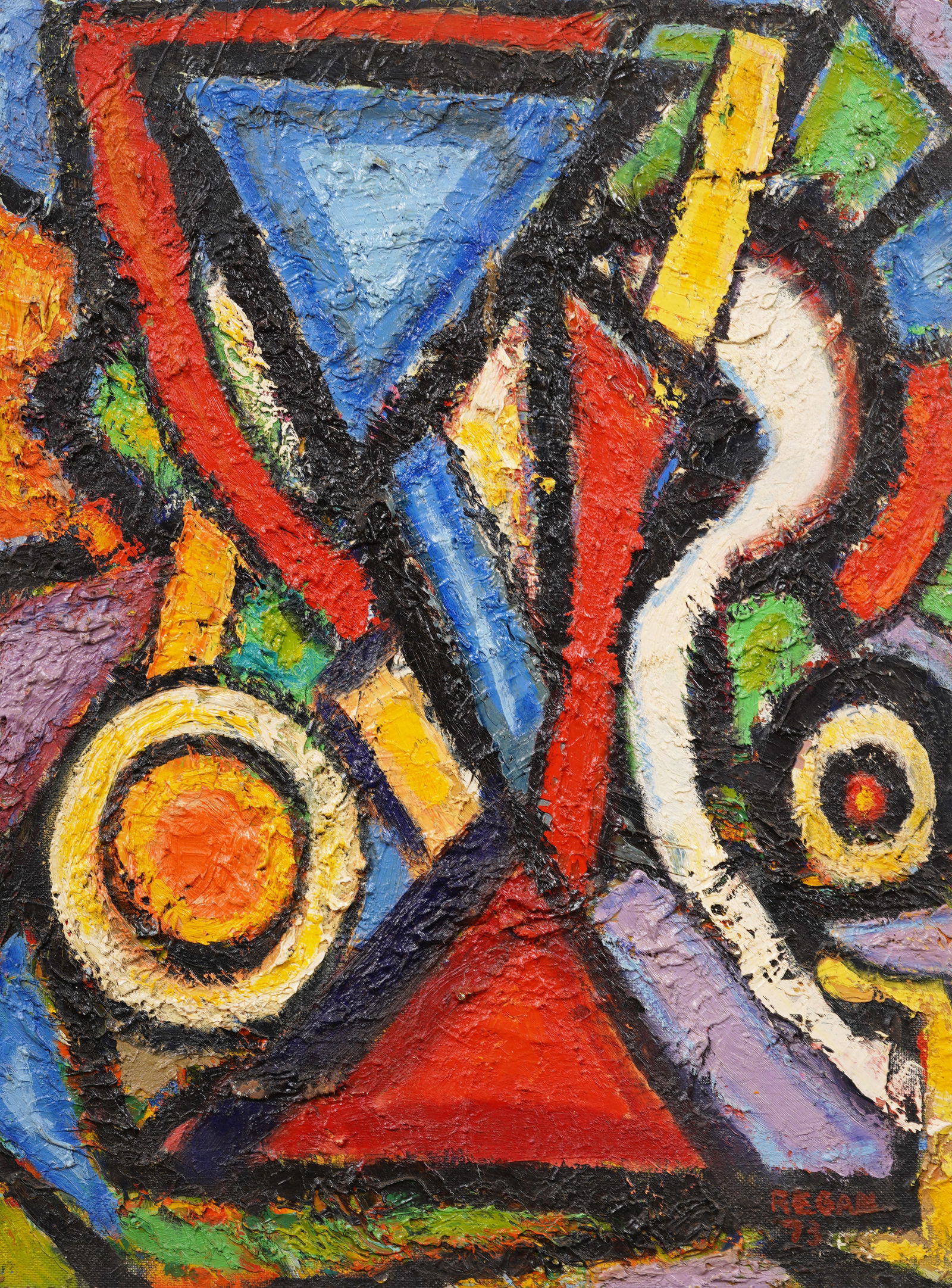 Mid Century Modern Vintage Signed American Abstract Expressionist Oil Painting (1 of 4)