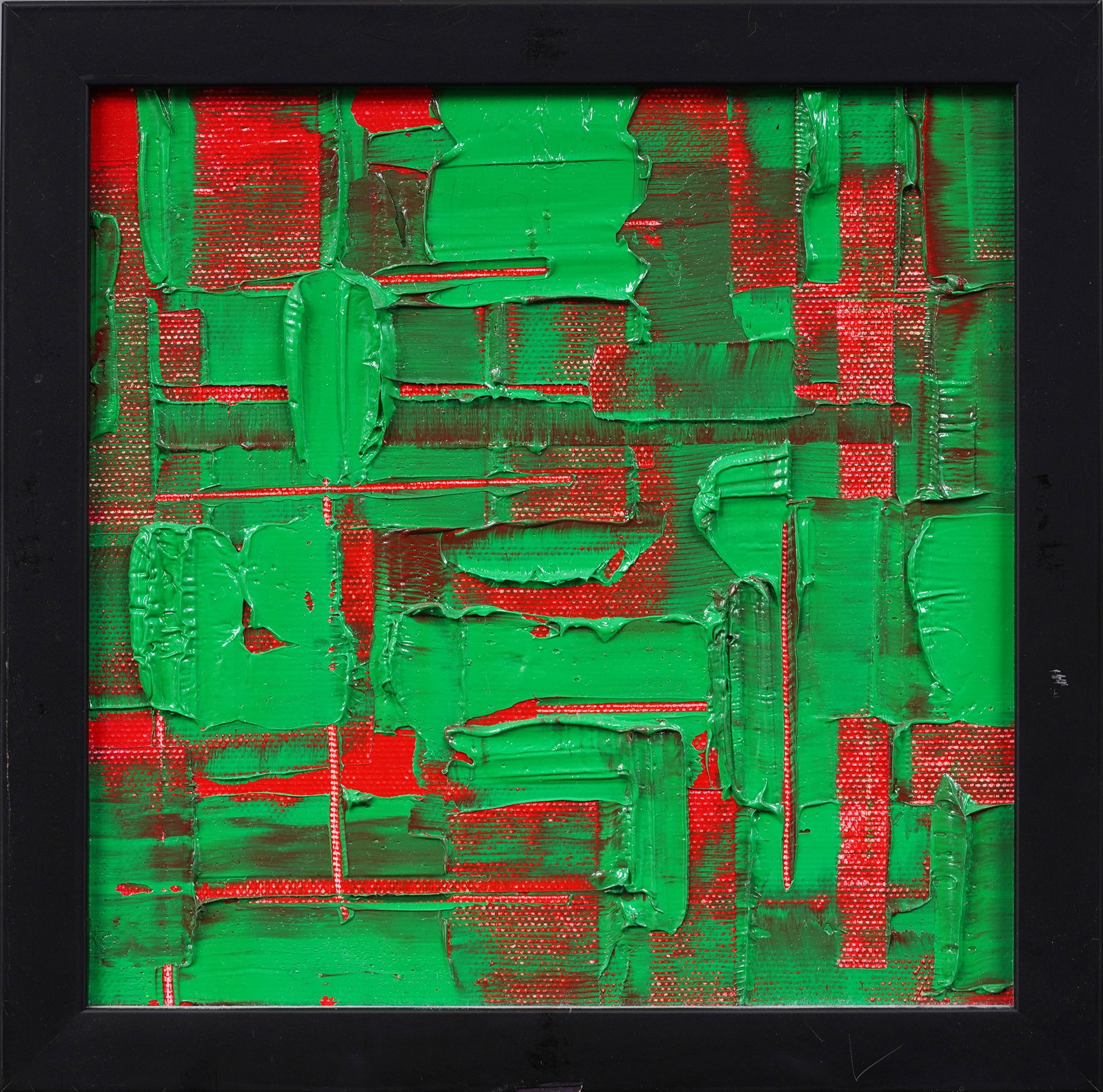 Framed Mid Century Modern Exhibited Signed Vintage Abstract Expressionist Original Oil Painting: Antique American abstract expressionist oil painting by Nikolay Naydenov. Oil on canvas. Framed. Measuring 9 by 9 inches overall and 8 by 8 painting alone. Please see all images for condition. Size is