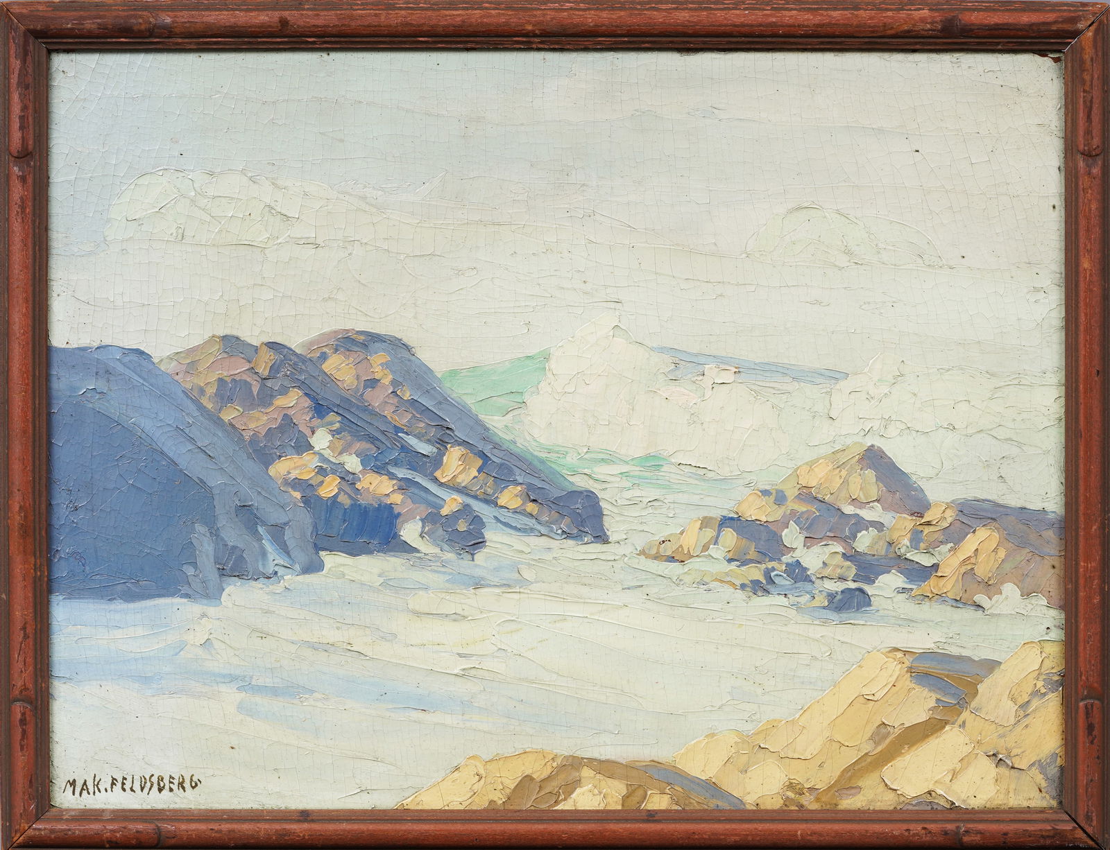 Morris A.K. Feldsberg (Born 1896) Antique American Impressionist Seascape Framed Oil Painting (1 of 6)