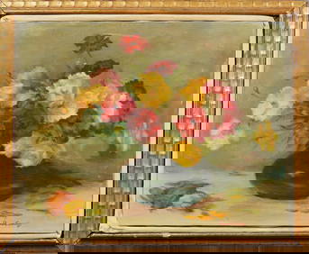 Elinor Simonoff Signed Antique American Impressionist Flower Still Life Framed Original Oil Painting (1 of 6)