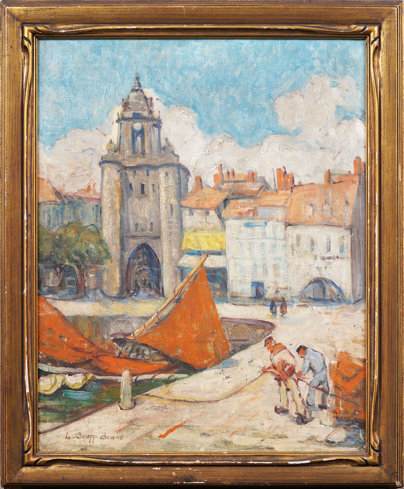 Lucy Scott Bower (1864 - 1934) Antique American Female Impressionist Italian Town Oil Painting (1 of 7)