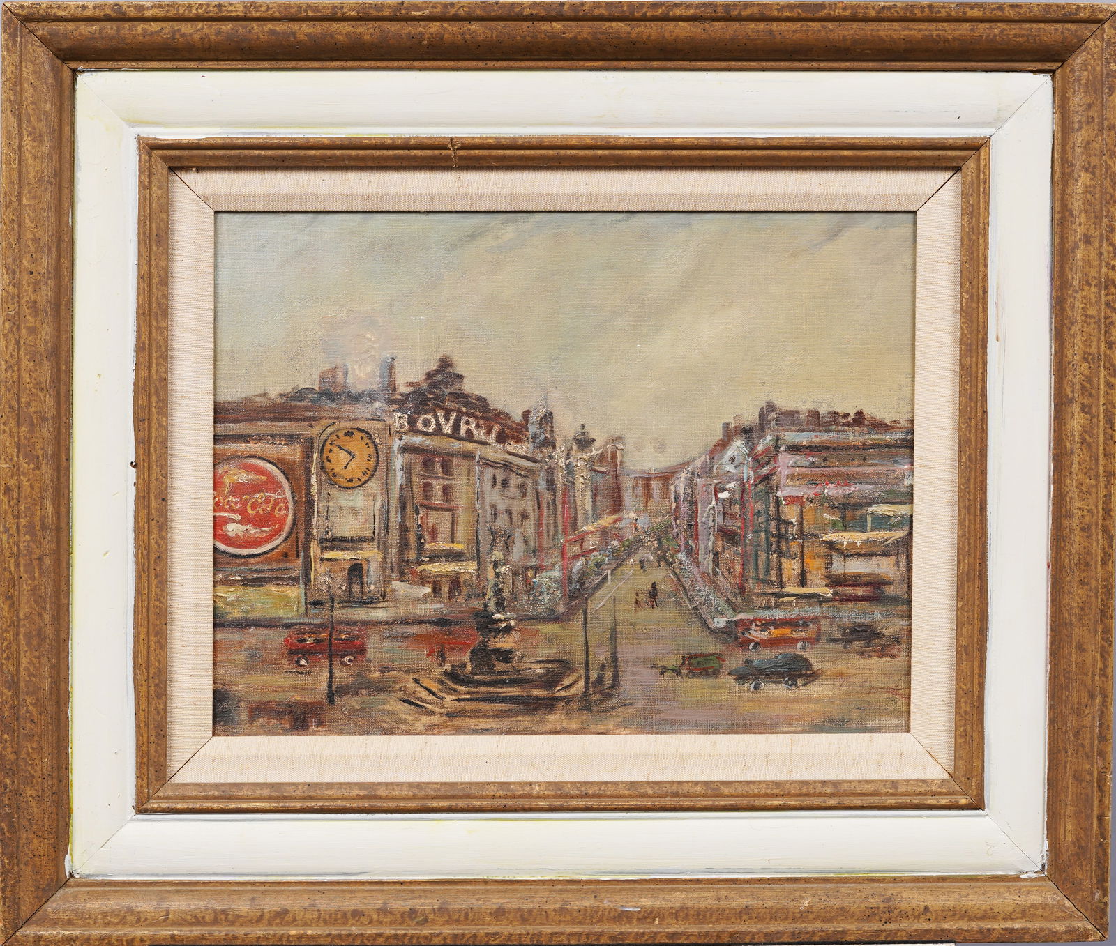 Antique American School WPA New York Cityscape Coca Cola Signed Framed Original Oil Painting (1 of 5)