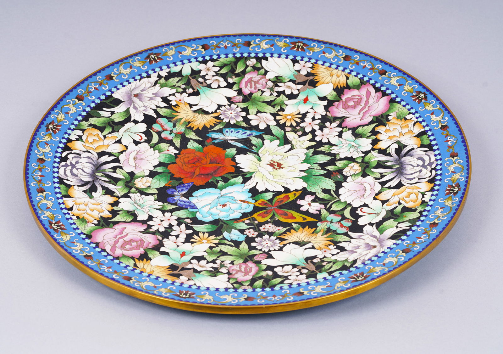 Large Chinese Cloisonne Enamel Plate (1 of 4)