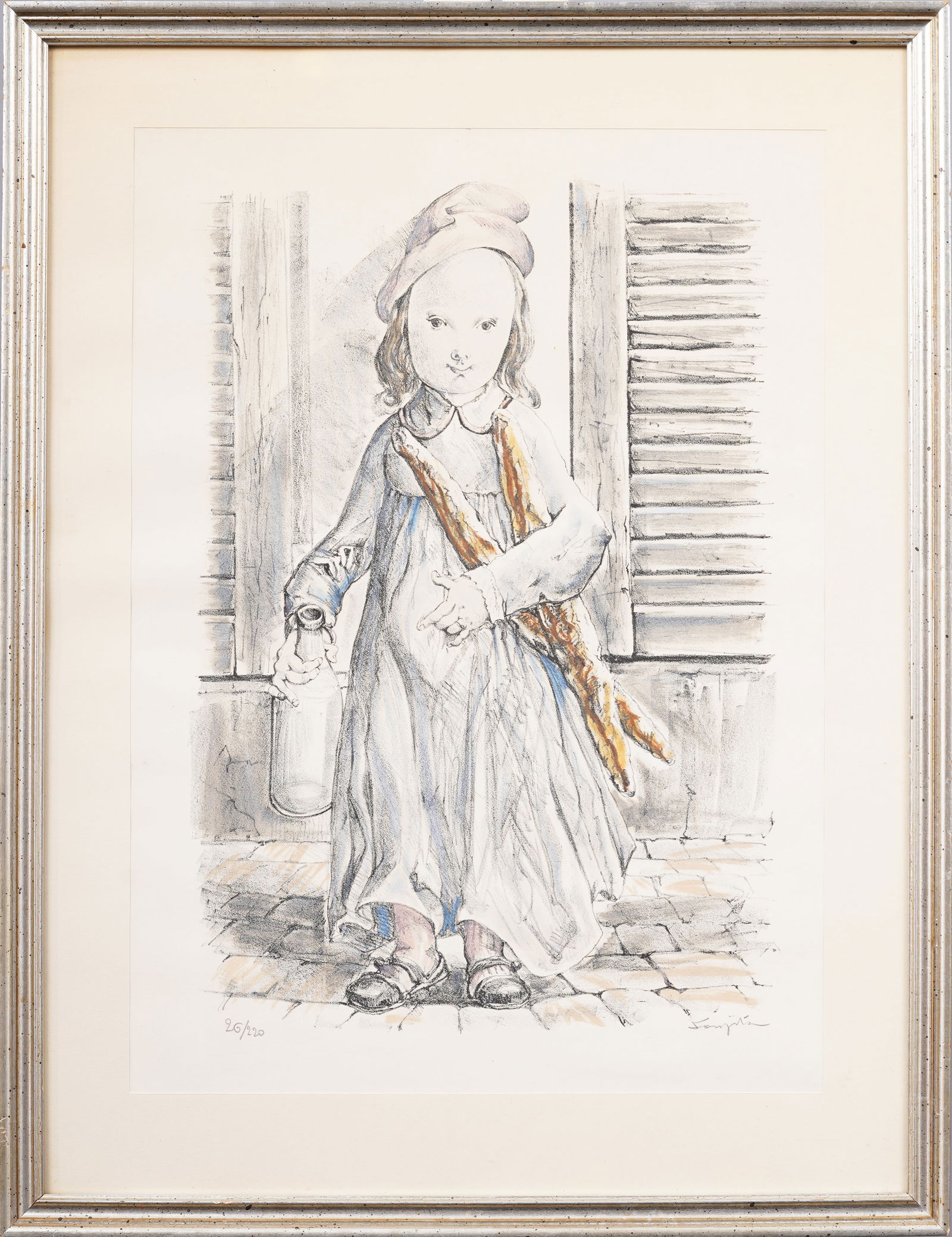 Leonard Tsuguharu Foujita Lithograph Original Print "Girl with Baguettes" (1 of 6)