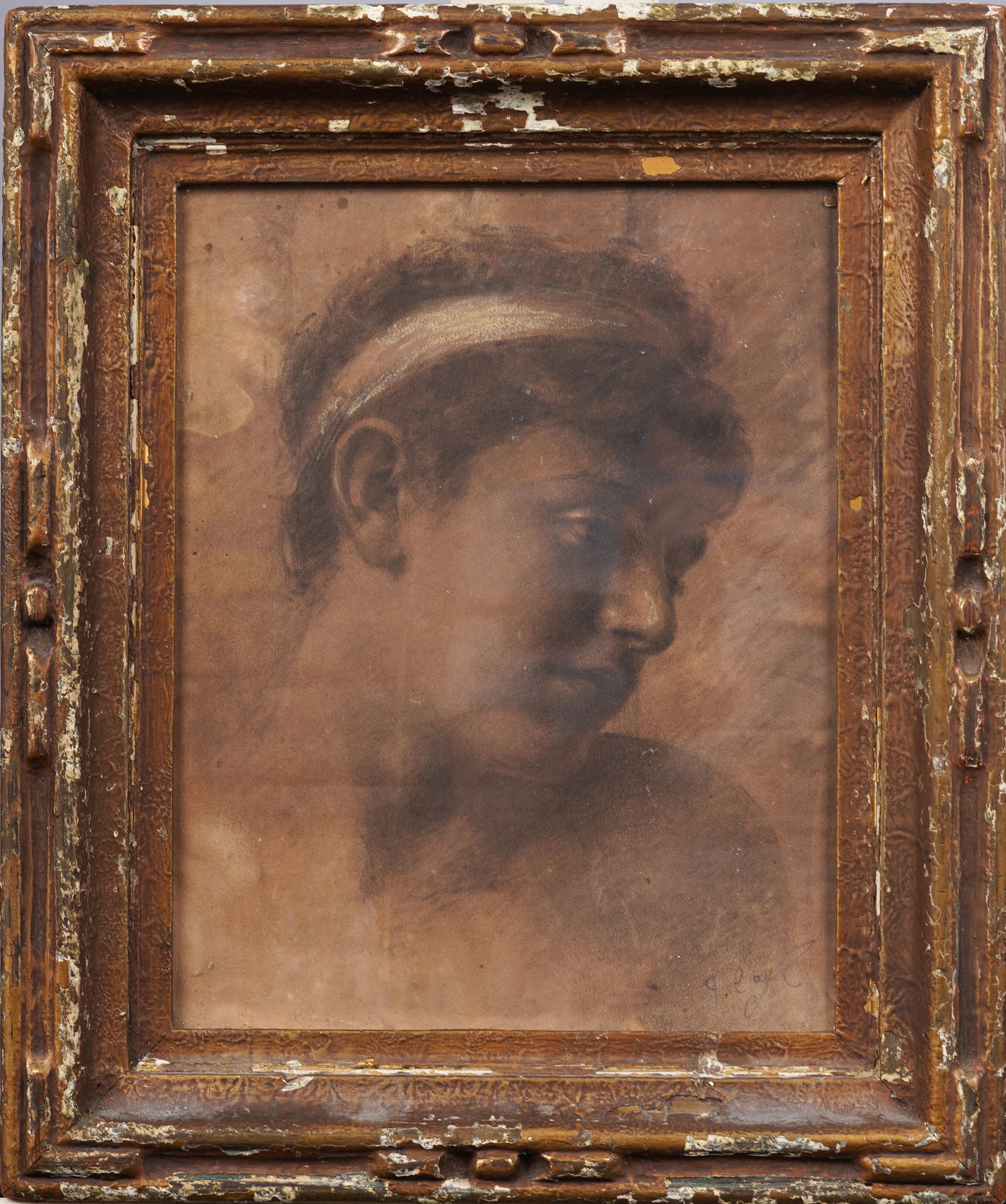 Antique Signed American School Elegant Young Woman Framed Classical Drawing (1 of 5)