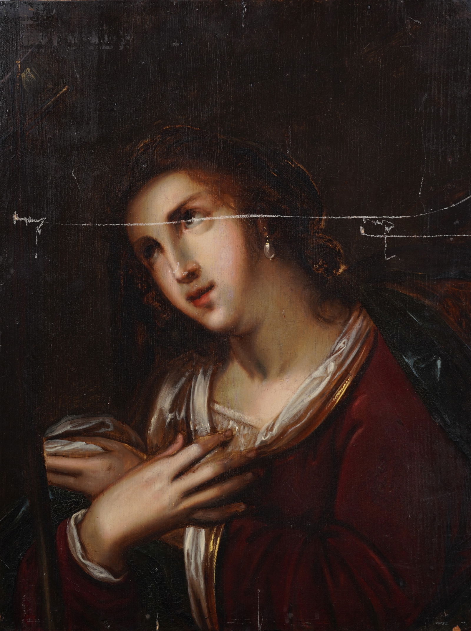 Antique Old Master European Portrait of a Pretty Young Woman Oil Painting (1 of 4)