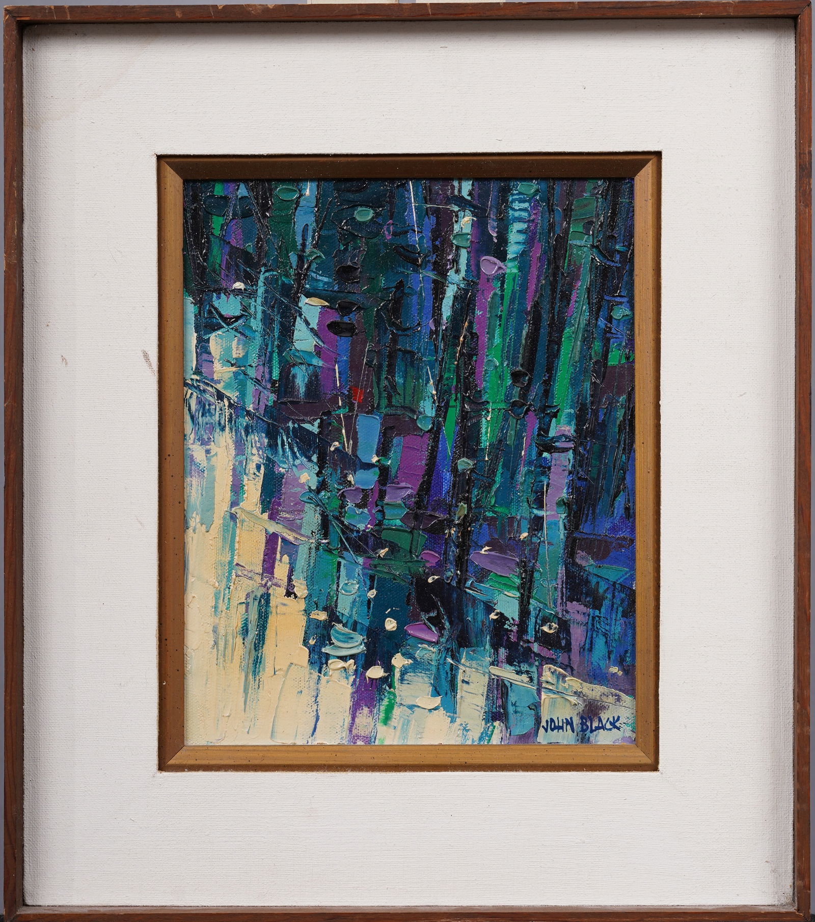 John Black Listed Vintage American School Framed Cubist Abstract Signed Original Oil Painting (1 of 5)