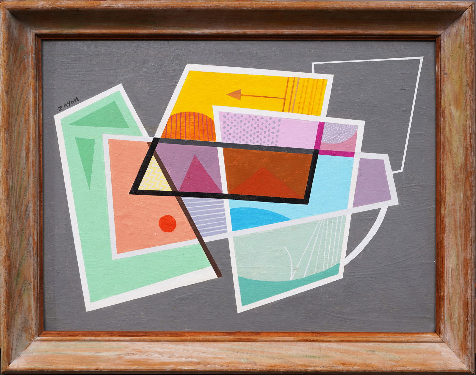 EARLY Seymour Zayon (B.1930) Vintage American Modernist Abstract Framed Signed Oil Painting (1 of 5)