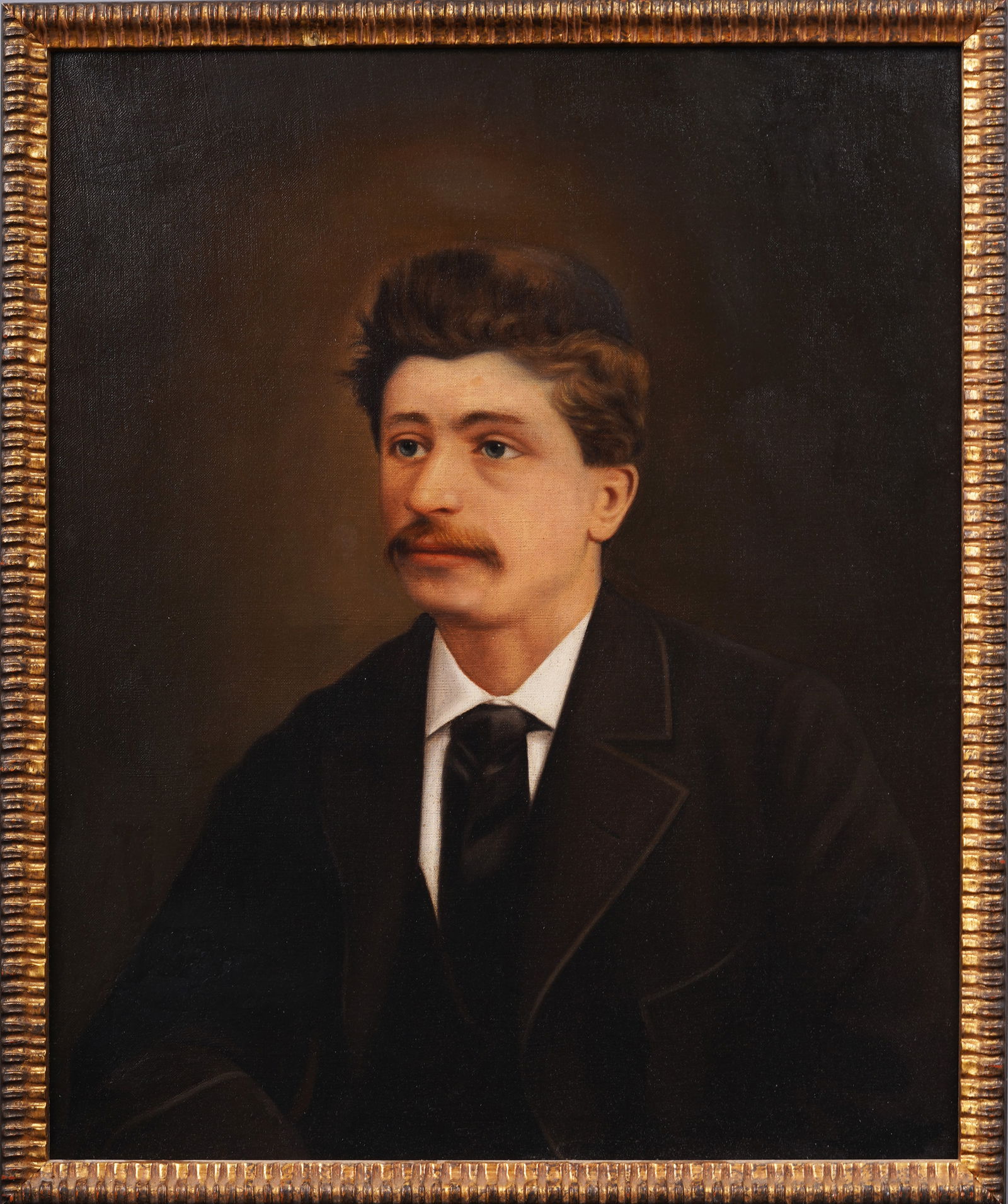 Handsome Young Jewish Man Portrait Framed Antique European Original Oil Painting (1 of 5)