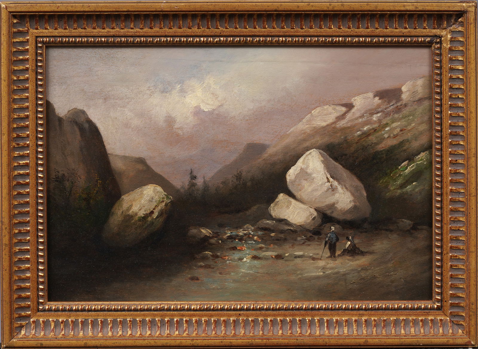 Antique American Western Mountain Range Hudson River School Landscape Original Oil Painting (1 of 5)