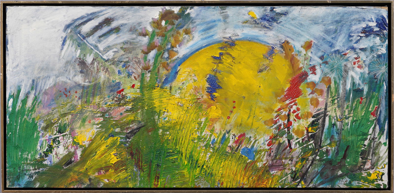 Large Antique American Abstract Expressionist Sunset Landscape Framed Original Oil Painting (1 of 6)