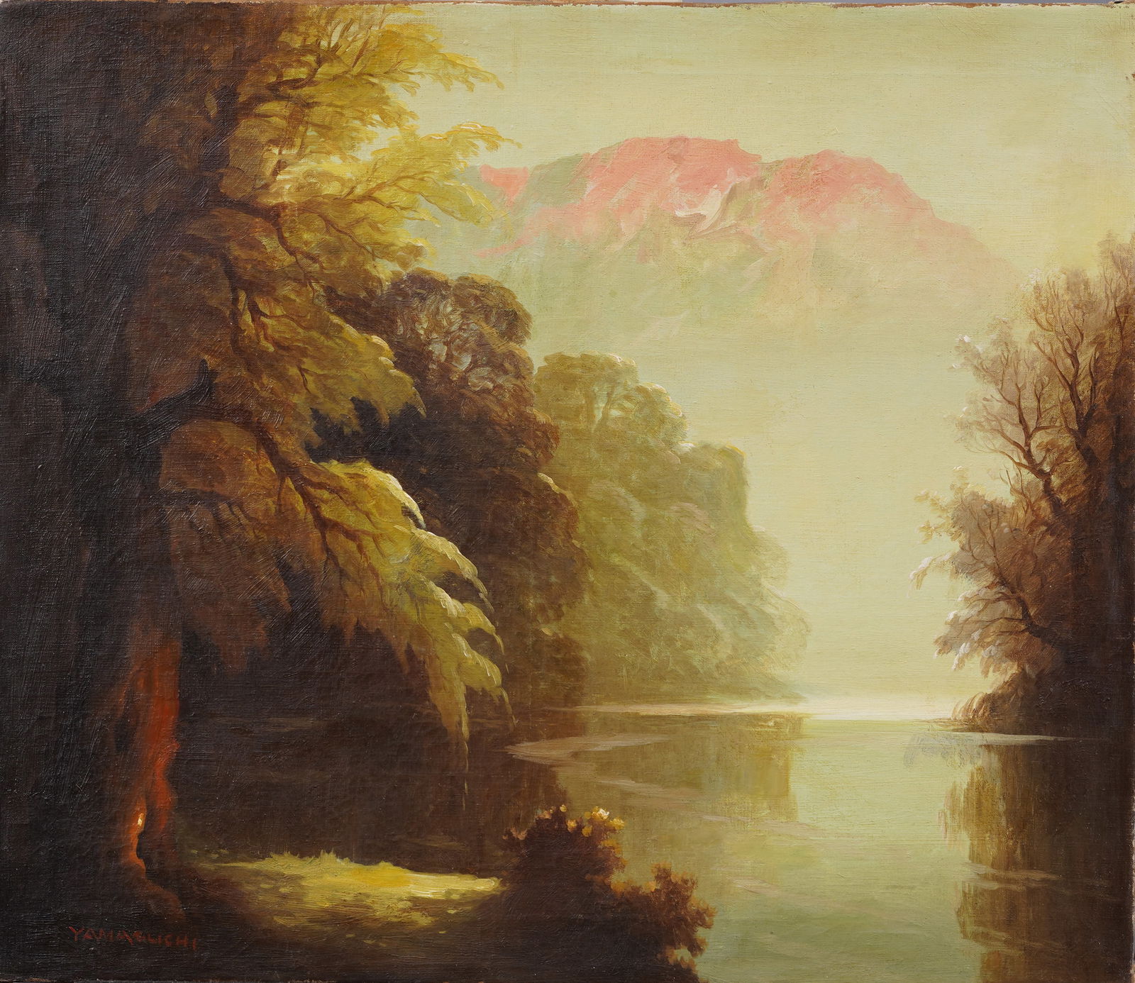 Susumu Yamaguchi (1897-1983) Rare & Important 1920s Azusa River Landscape Nagano Japan Oil Painting (1 of 6)