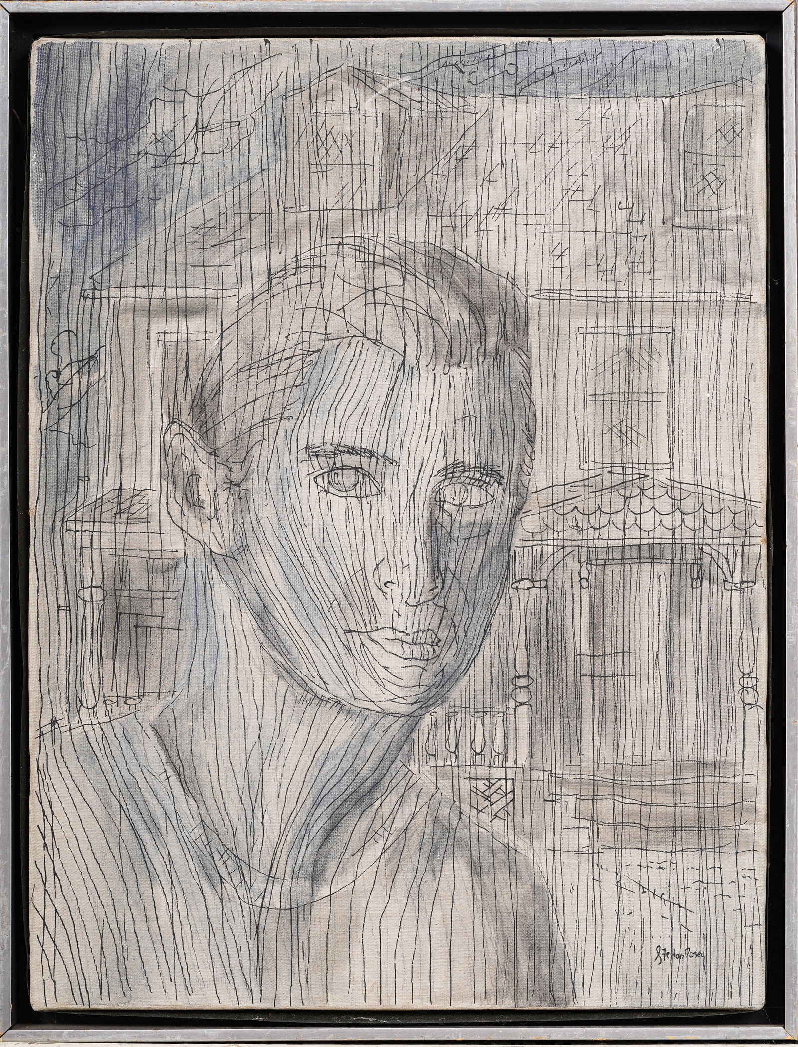 Vintage American Modernist Male Portrait Framed and Signed Original Oil Painting (1 of 6)