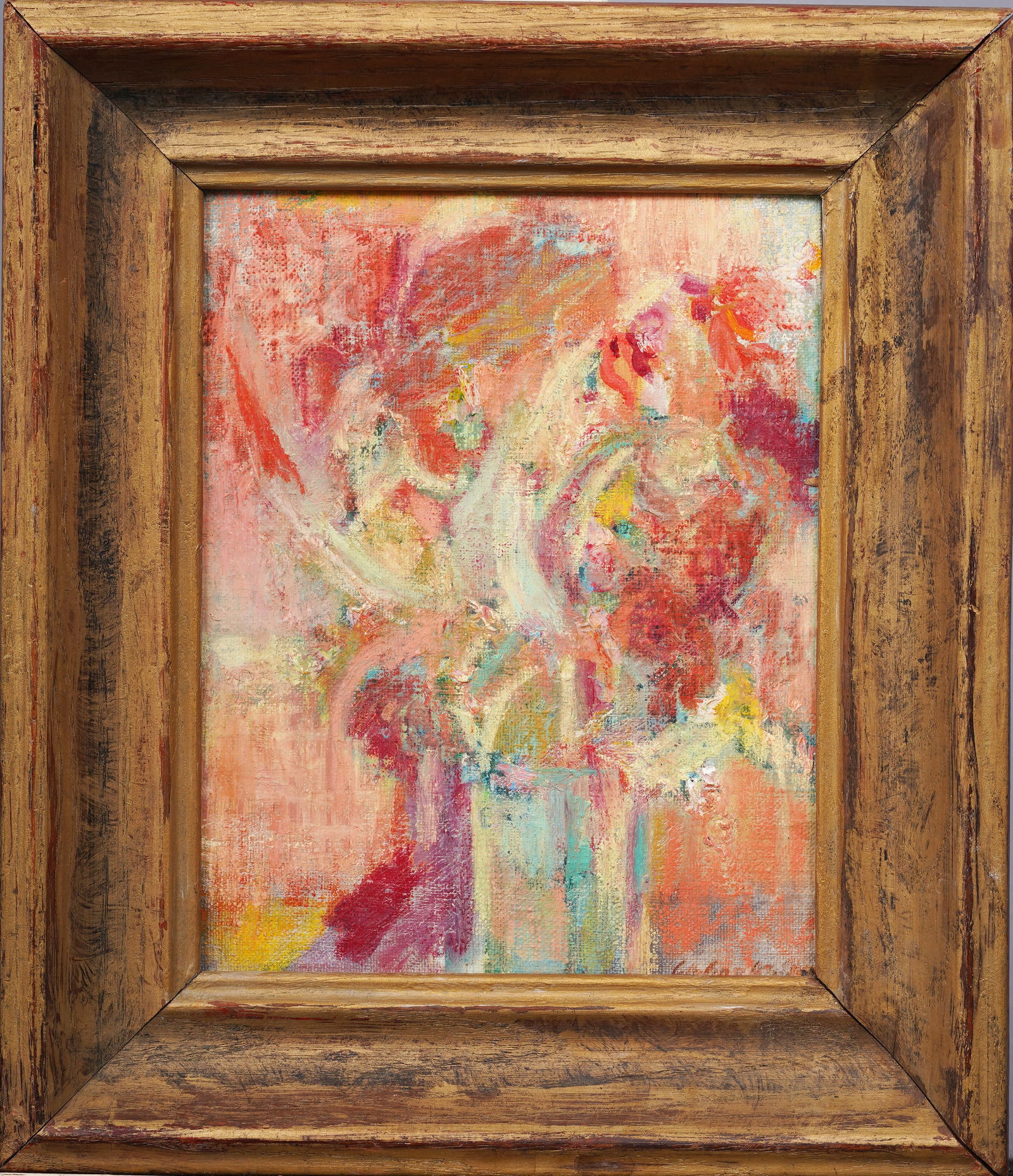 Antique American Abstract Expressionist Flower Still Life Signed Original Oil Painting (1 of 5)