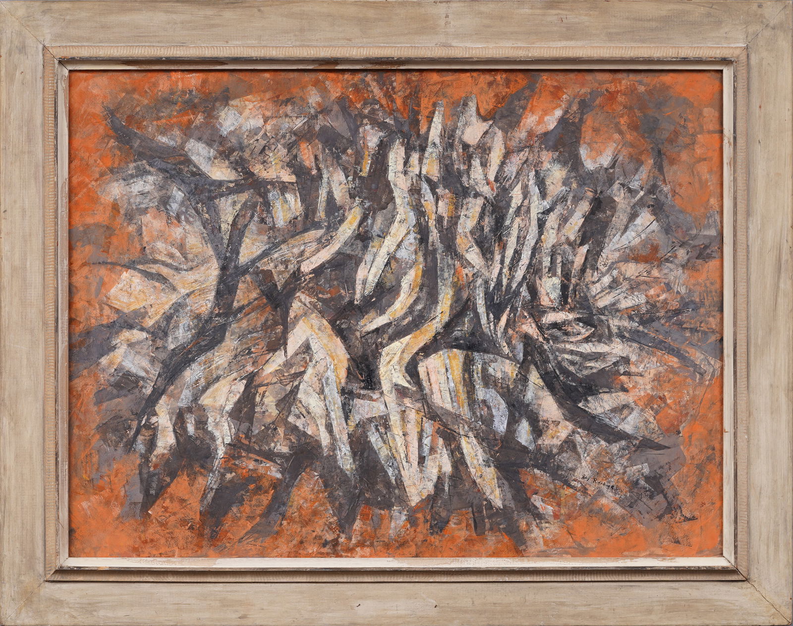 Incredible Large American School Signed Modernist Abstract Expressionist Framed Oil Painting (1 of 6)