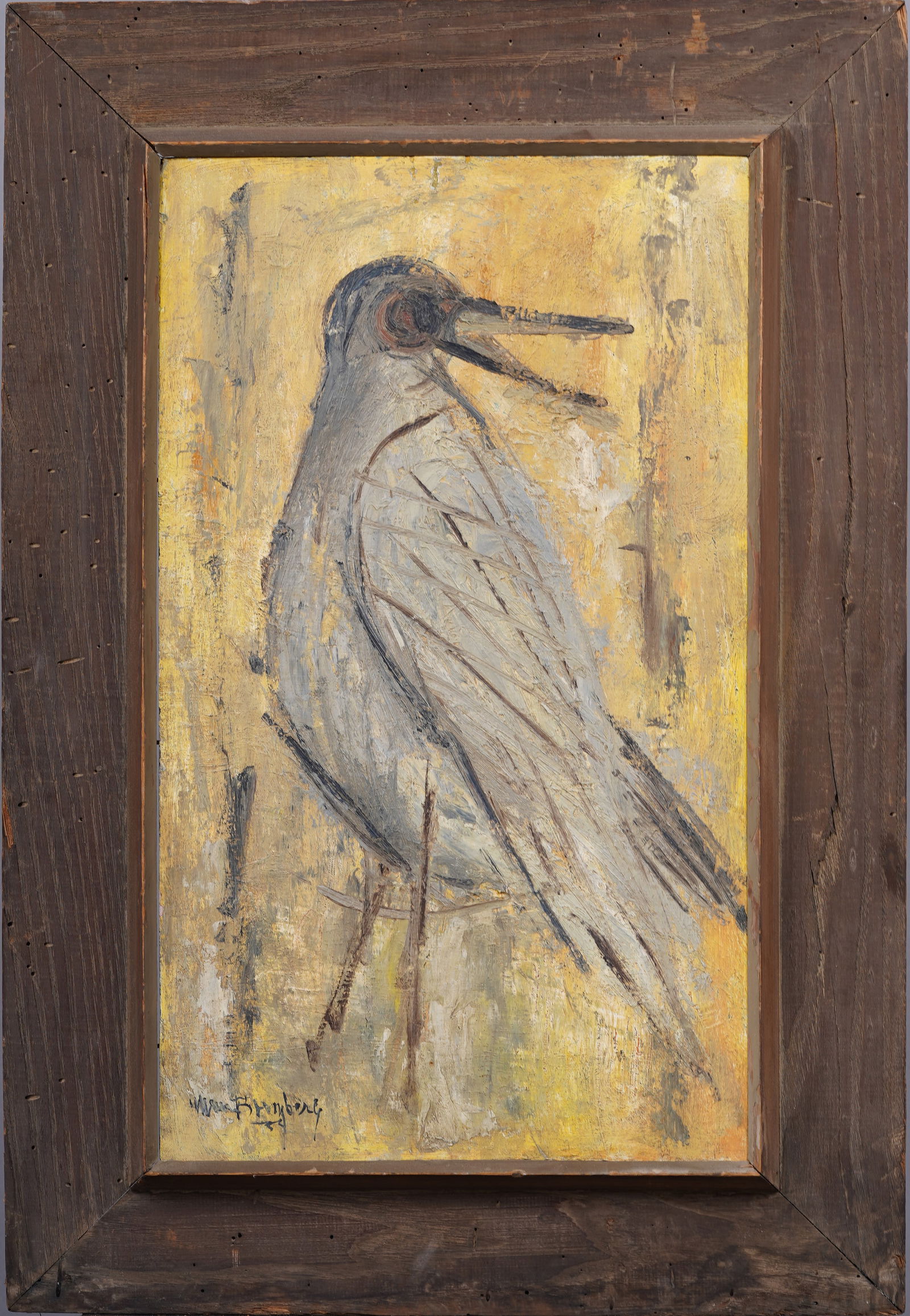Faith Bromberg (1919-1990) Antique American Female Modernist Framed Bird Portrait Oil Painting (1 of 8)