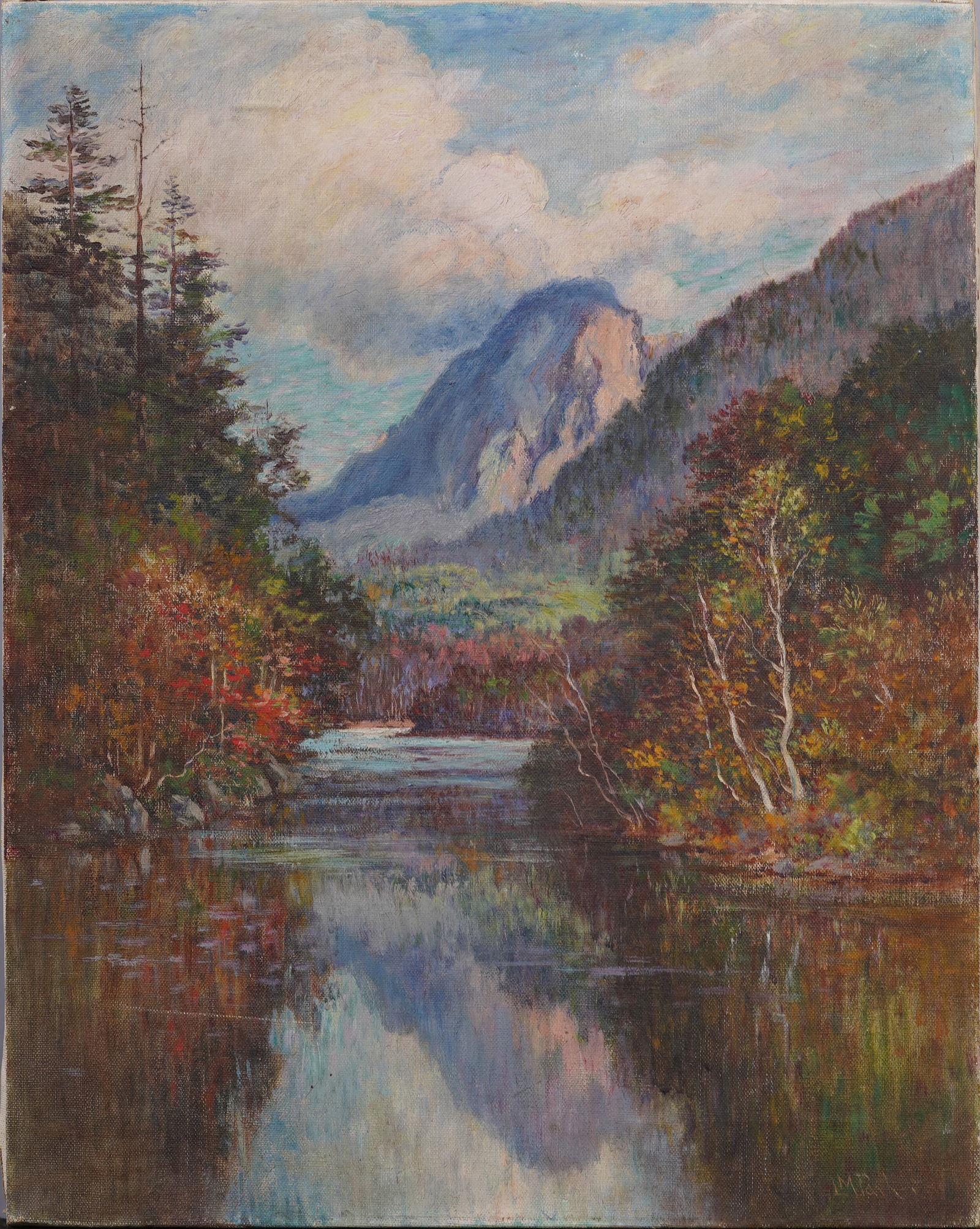 Signed Antique Hudson River School Fall Landscape New England American Original Oil Painting (1 of 8)