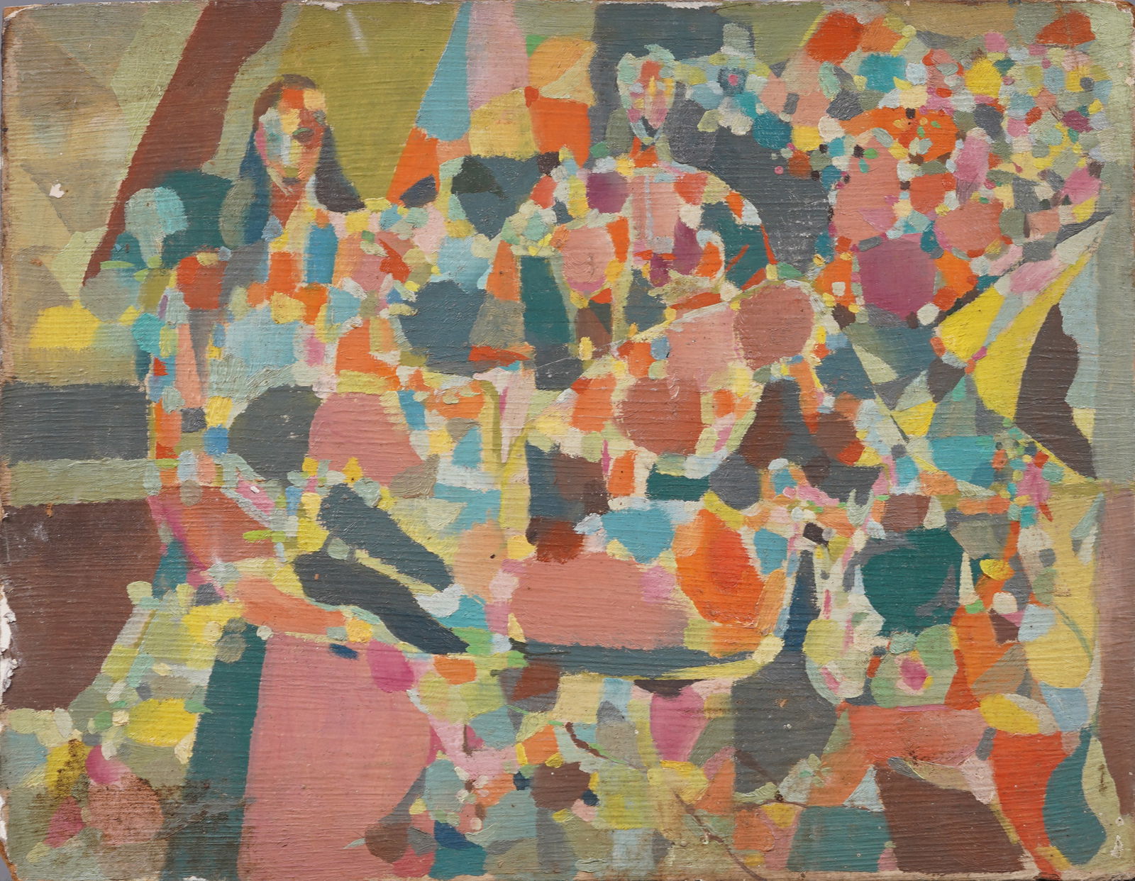 ATTR Wesley Lea (1914 - 1981) Antique American Modernist Abstract Figural Original Oil Painting (1 of 5)
